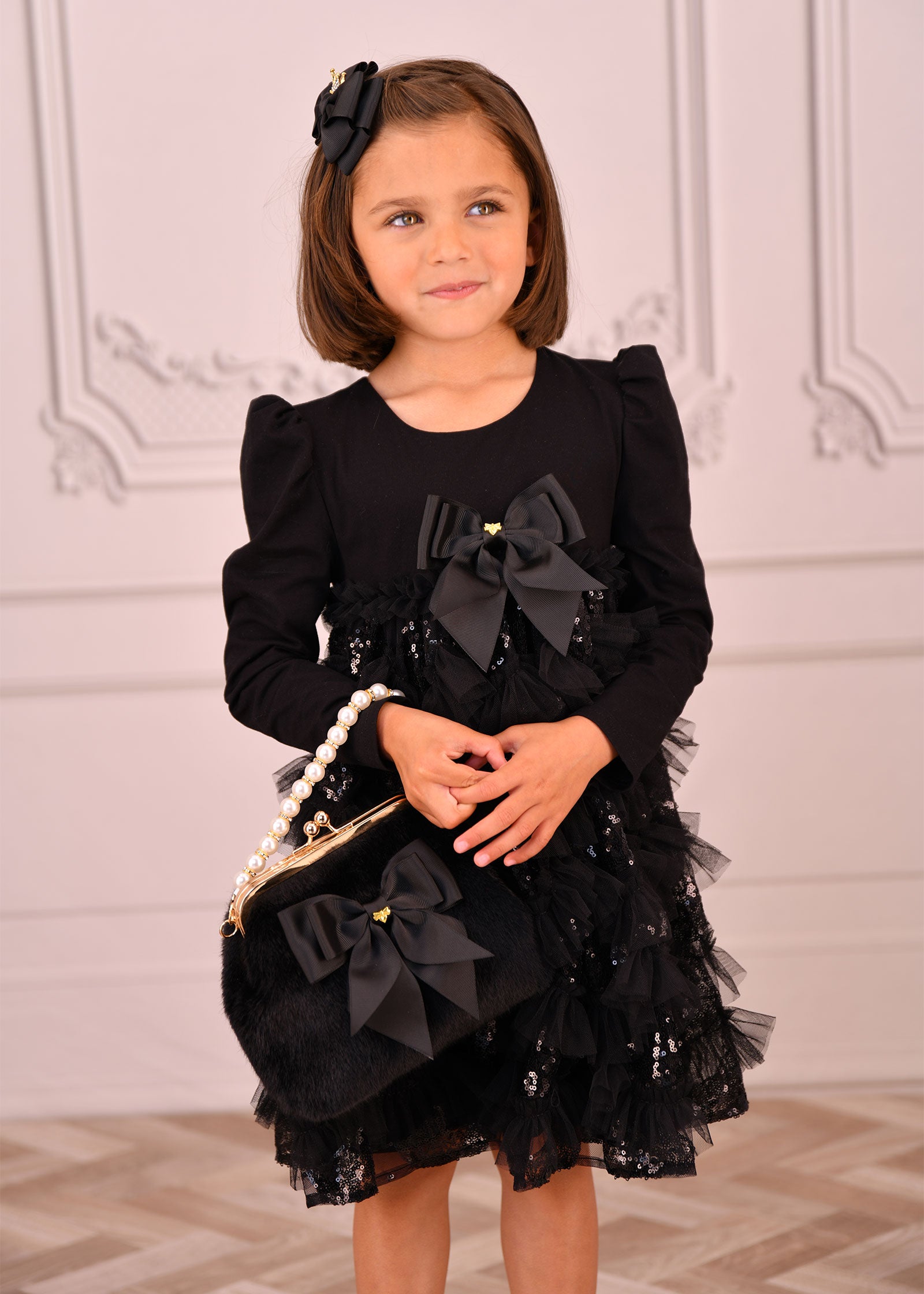 Lively Sequin Tulle Dress Black