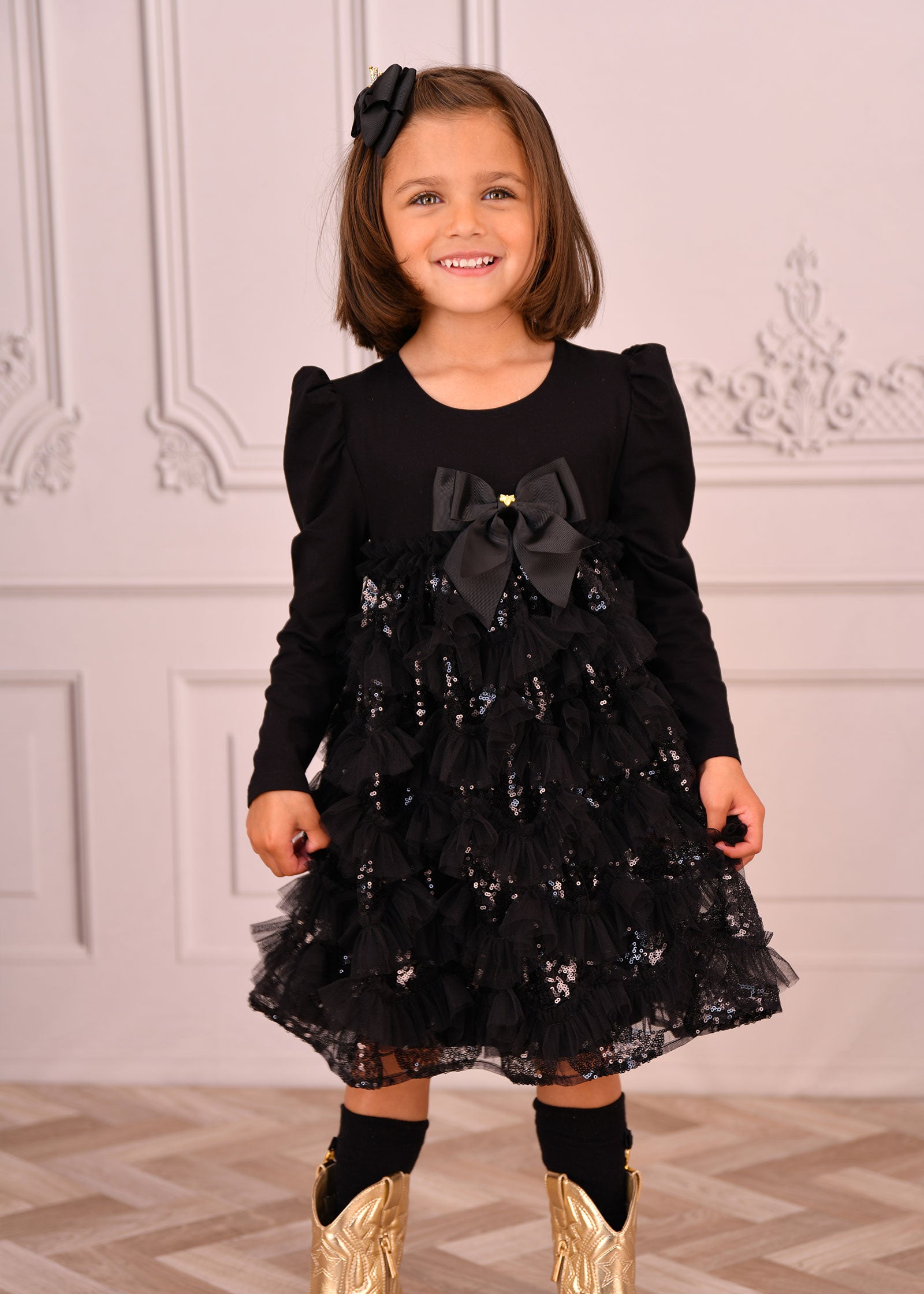 Lively Sequin Tulle Dress Black