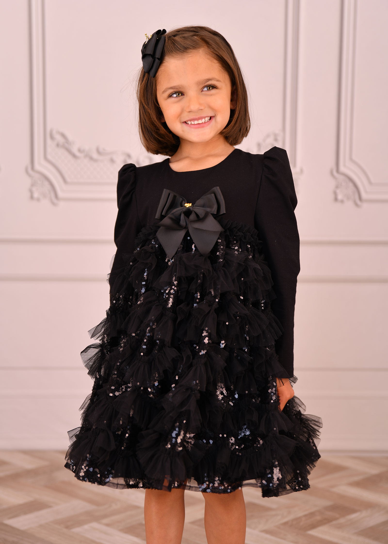 Lively Sequin Tulle Dress Black
