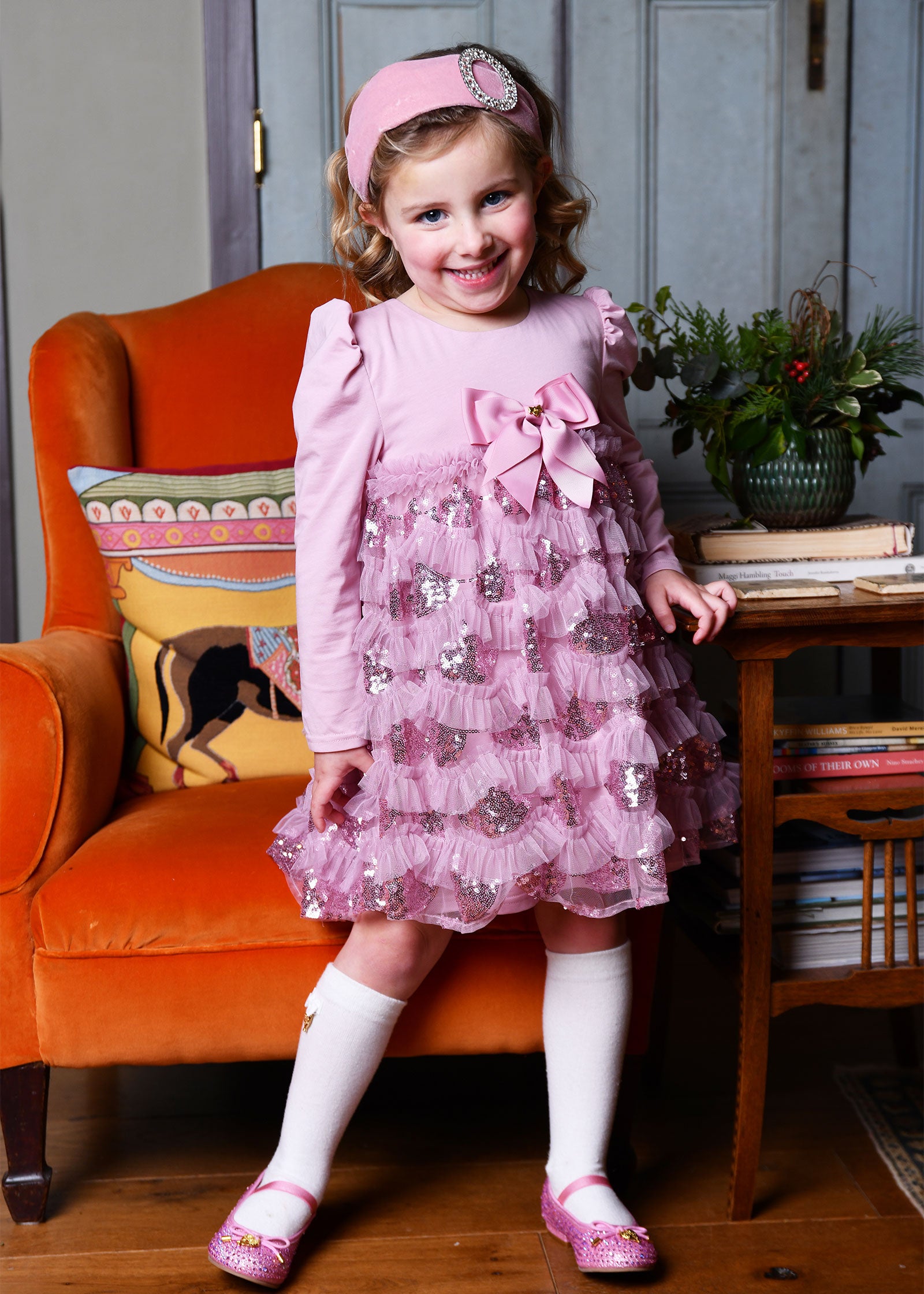 Lively Sequin Tulle Dress Tea Rose
