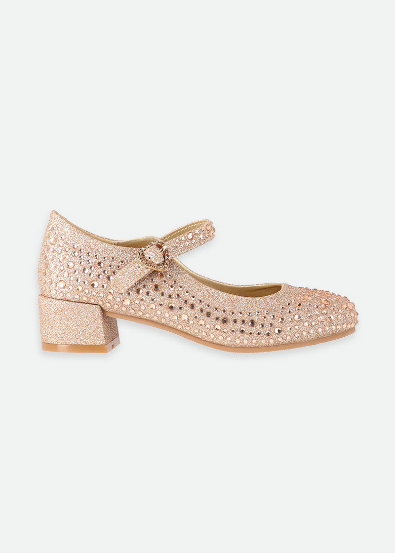 Lizzie Crystal Heels Rose Gold