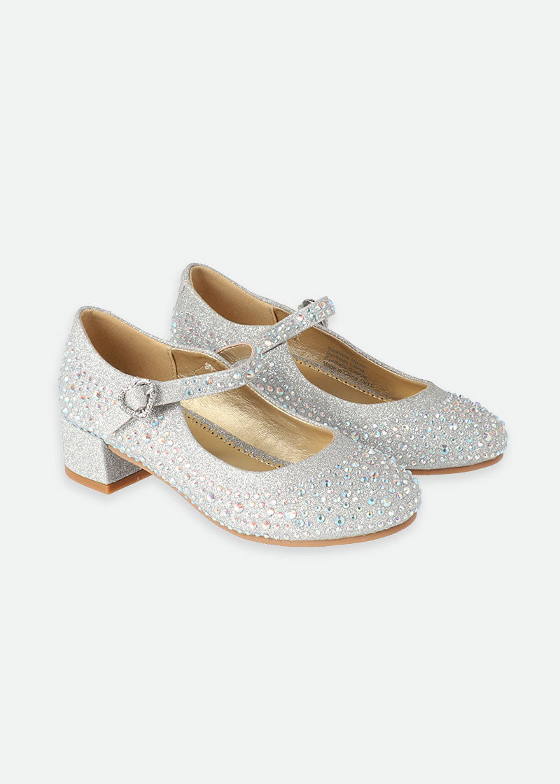 Lizzie Crystal Heels Silver