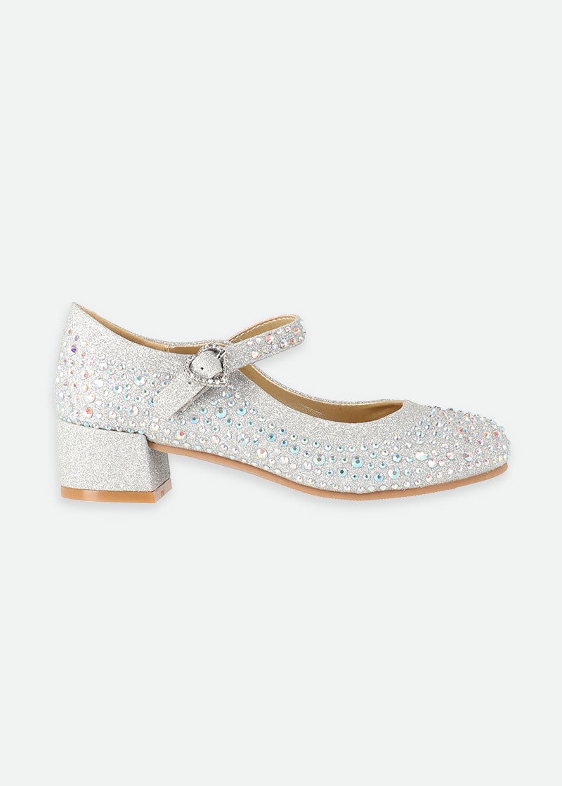 Lizzie Crystal Heels Silver