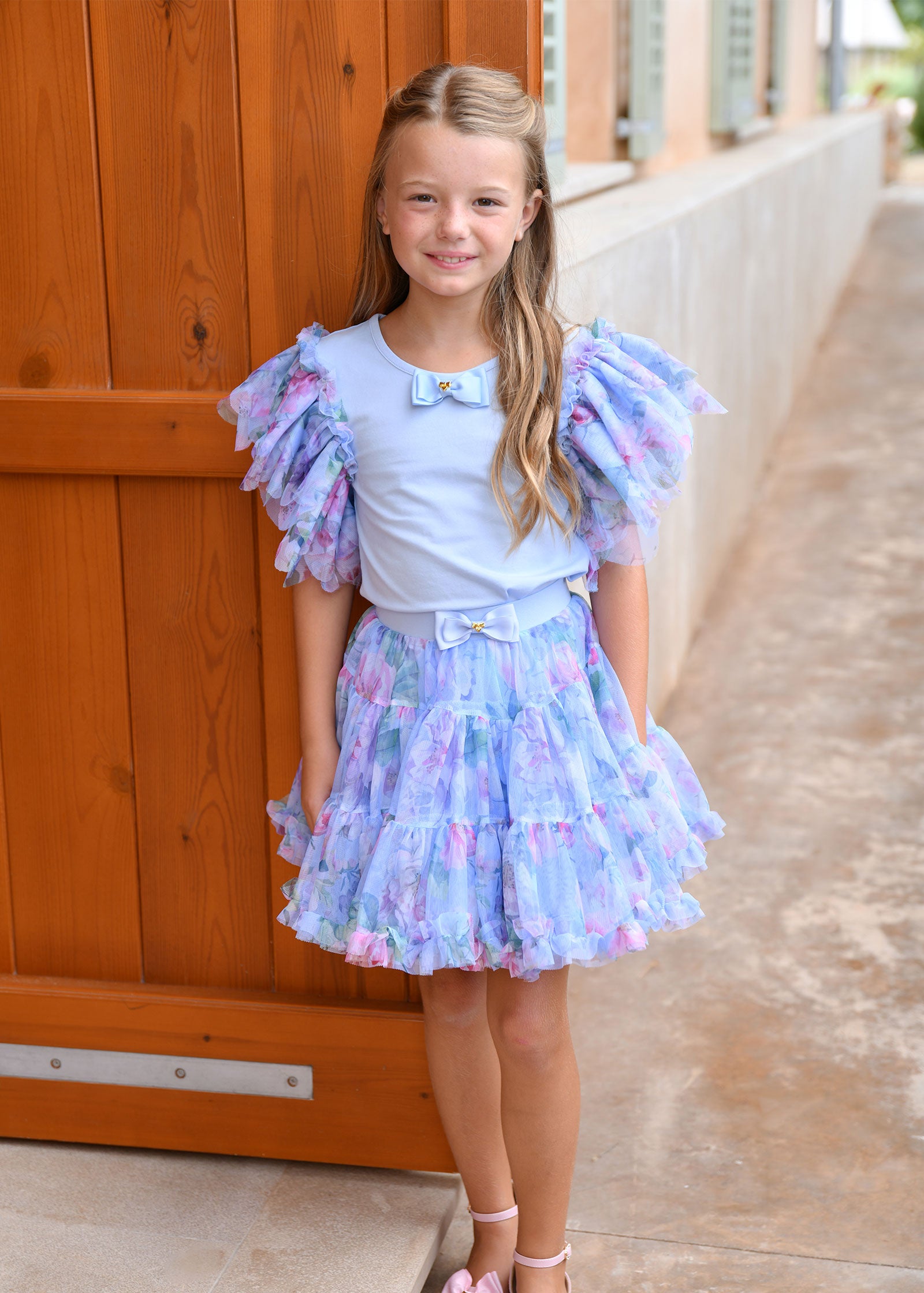 Loretta Garden Flower Top Pretty Blue