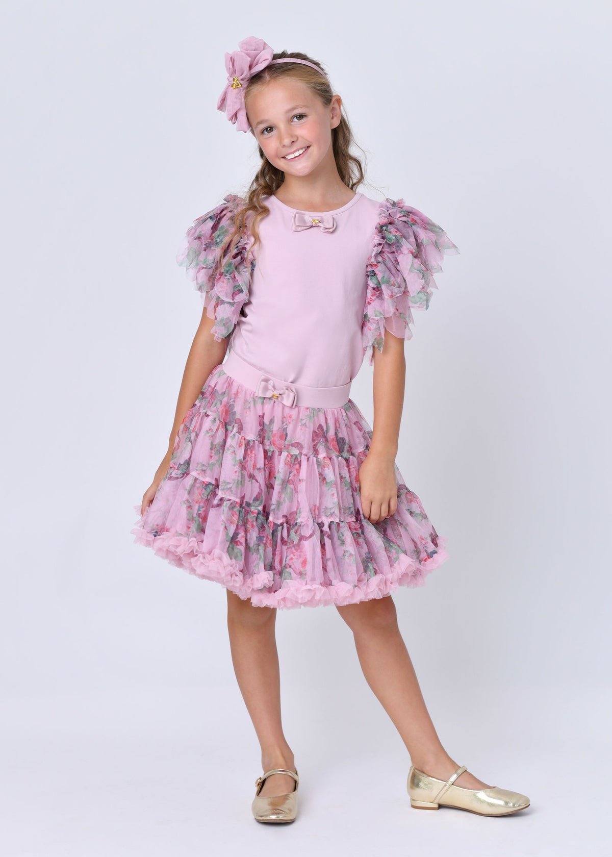Loretta Ribbon & Roses Top Vintage Rose