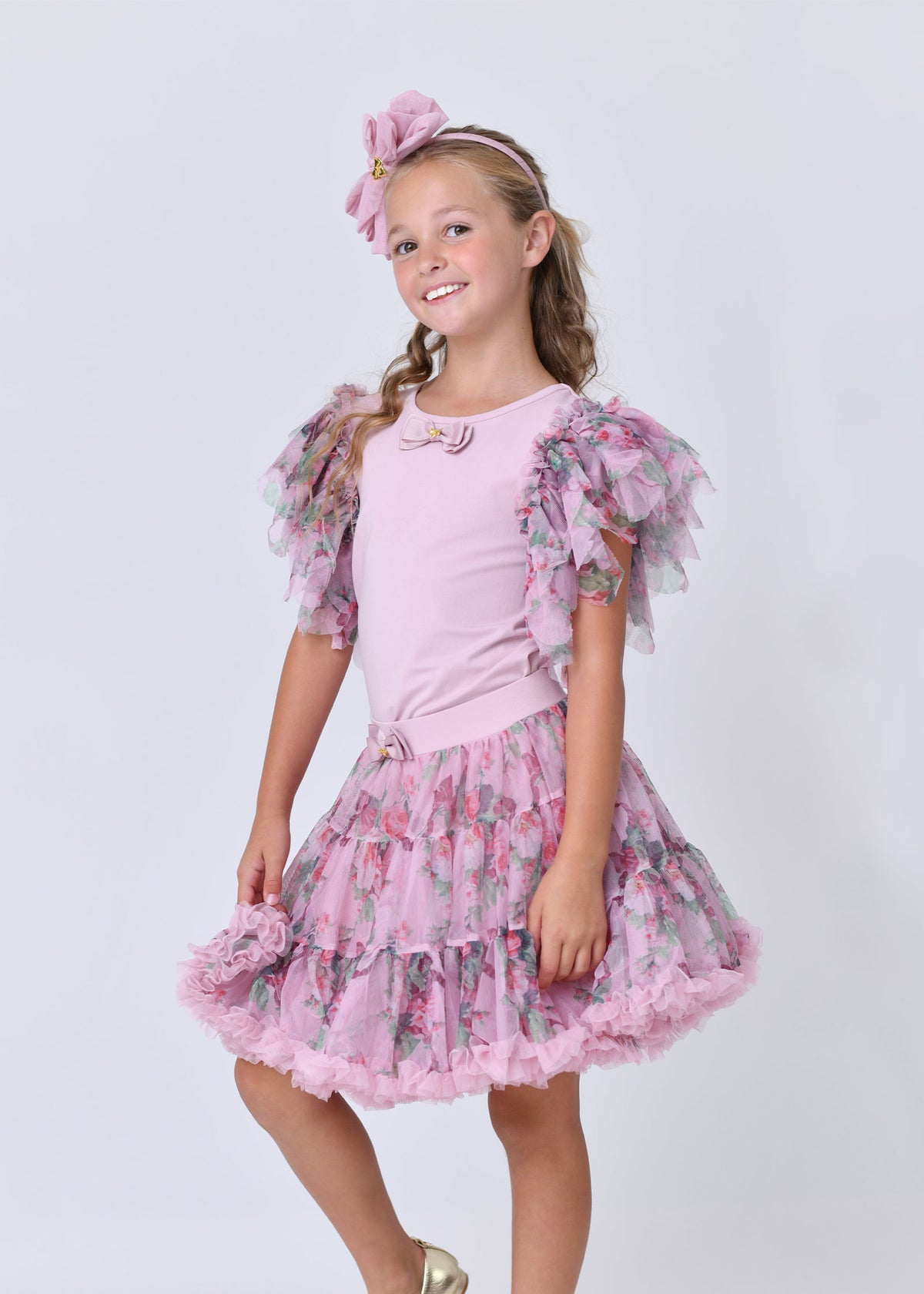 Loretta Ribbon & Roses Top Vintage Rose