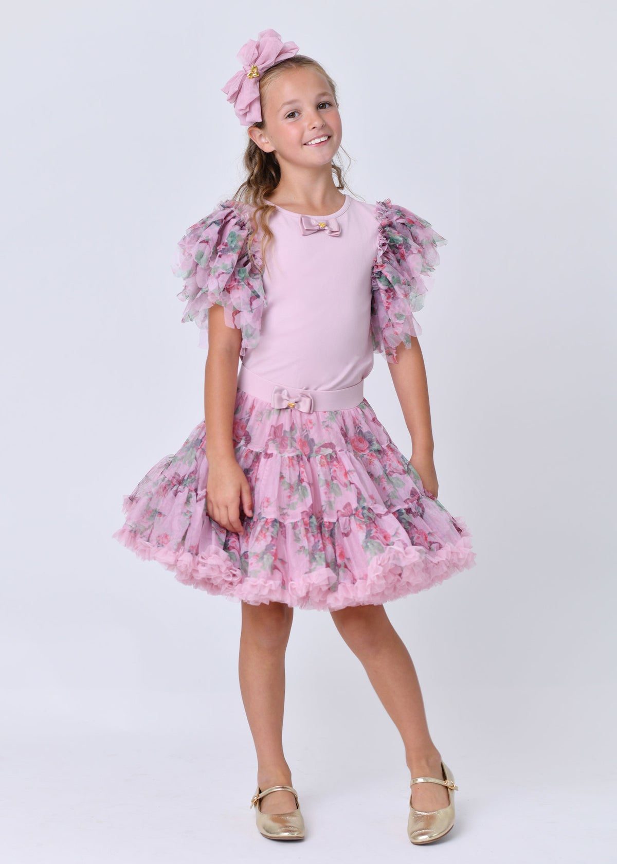 Loretta Ribbon & Roses Top Vintage Rose