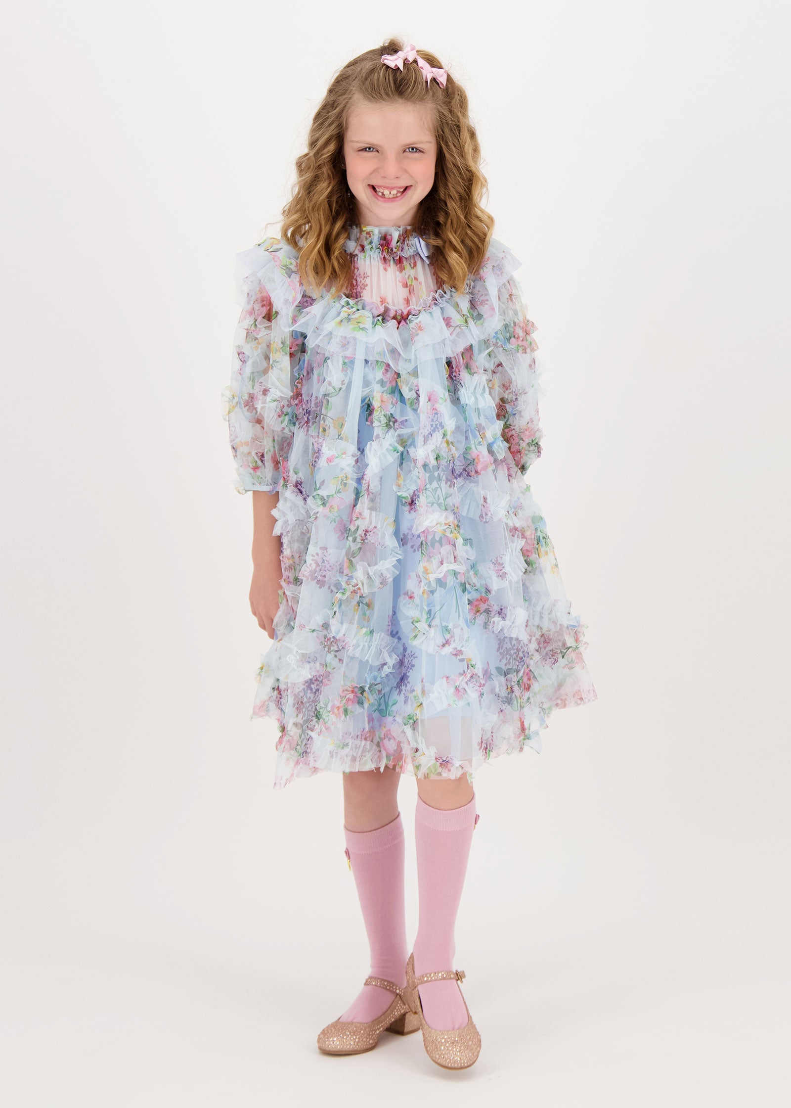 Luella Floral Tulle Dress Baby Blue