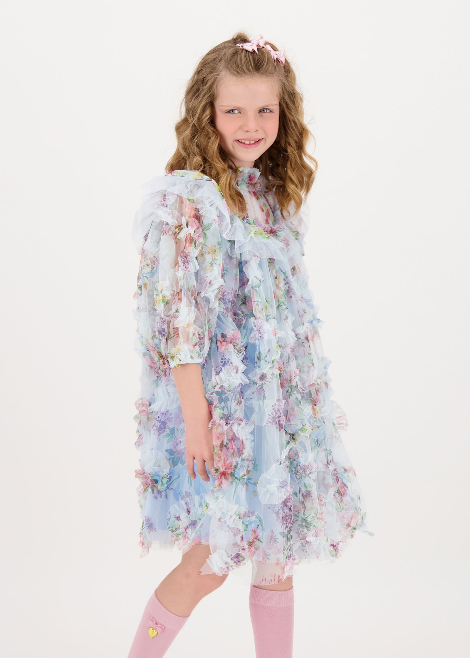 Luella Floral Tulle Dress Baby Blue