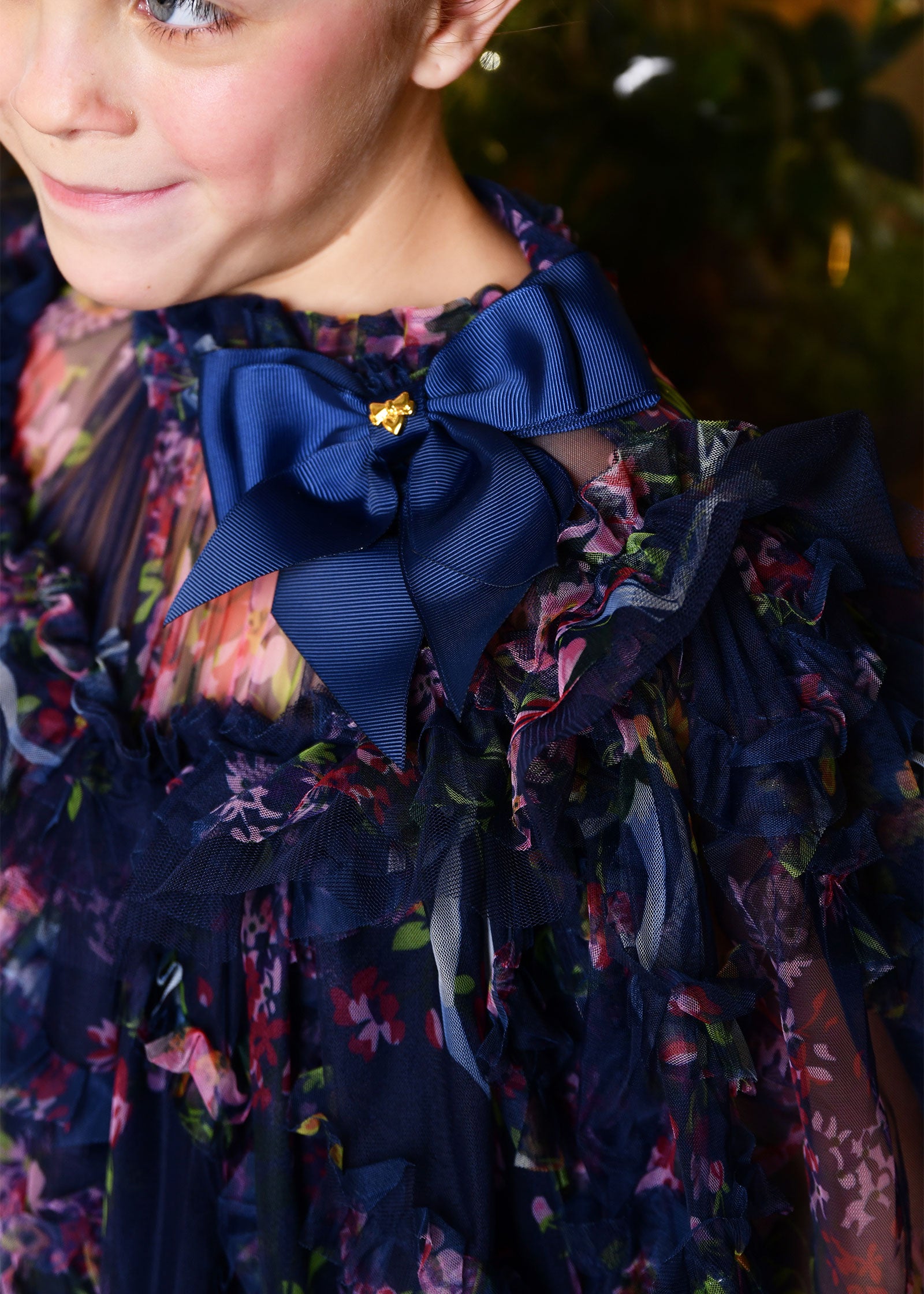 Luella Floral Tulle Dress Navy