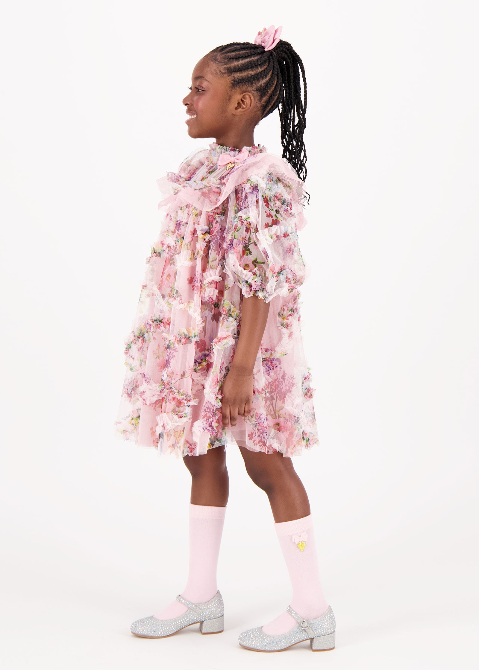 Luella Floral Tulle Dress Tea Rose