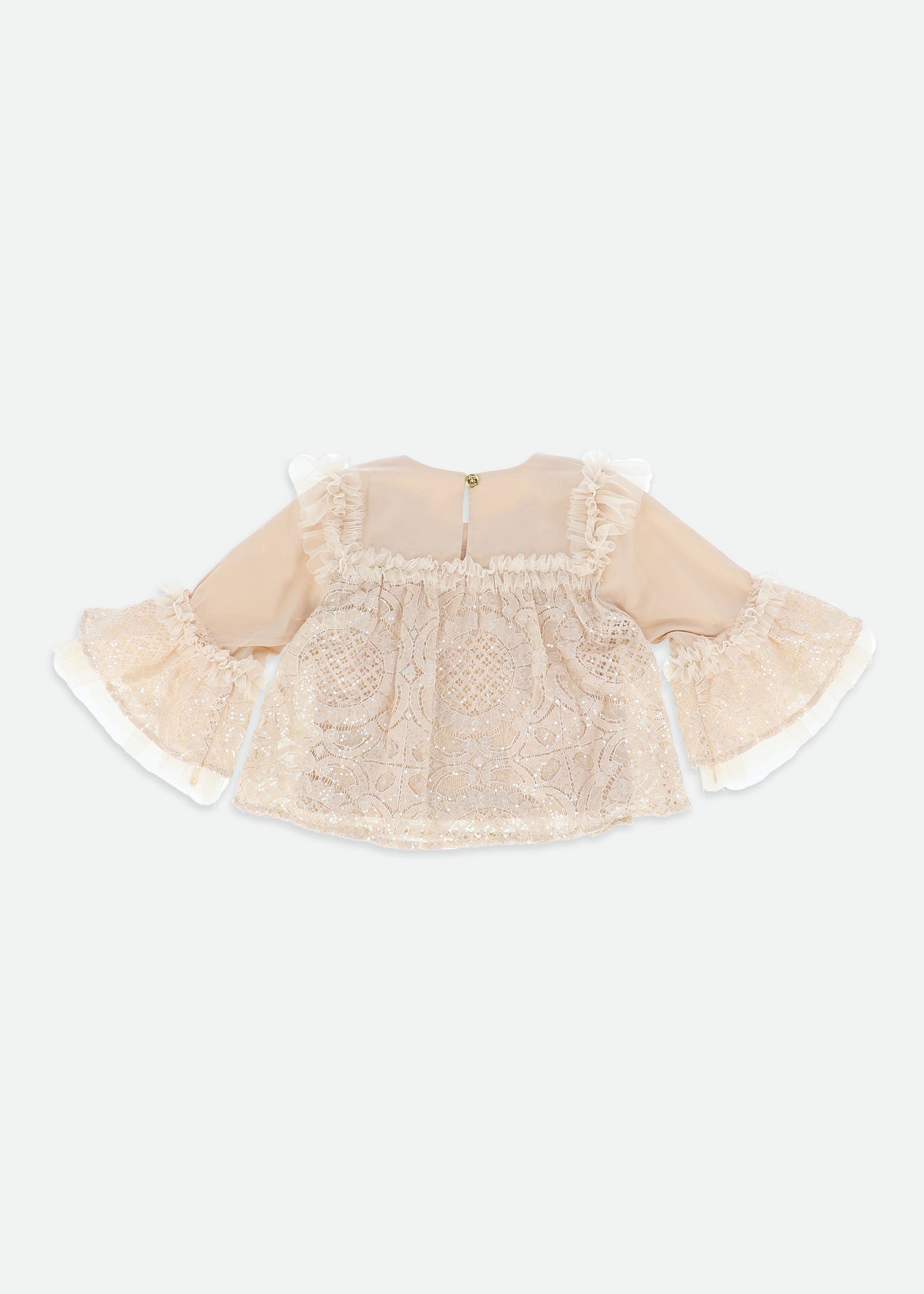 Lulu L/S Sequin Lace Top Biscuit