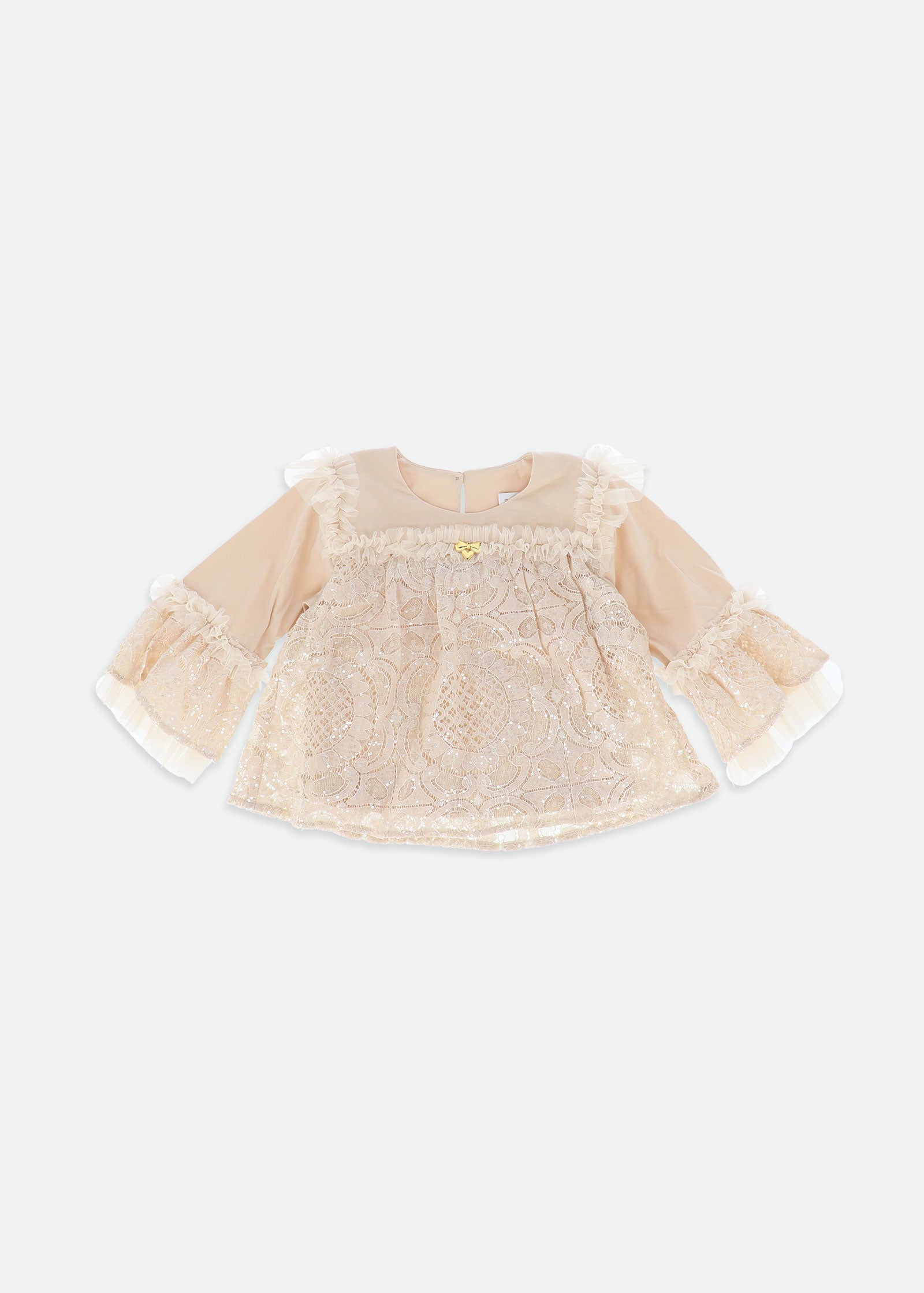 Lulu L/S Sequin Lace Top Biscuit