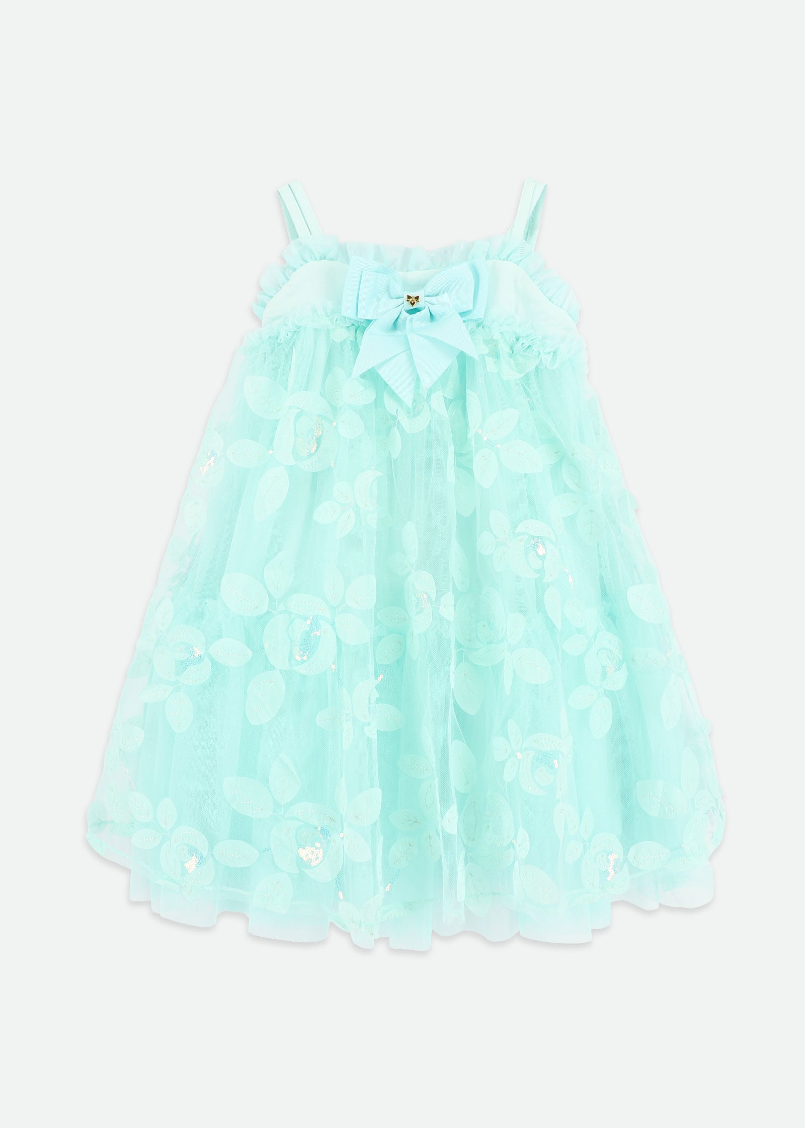 Lydia Embroidered 3D Bud Strappy Dress Mint