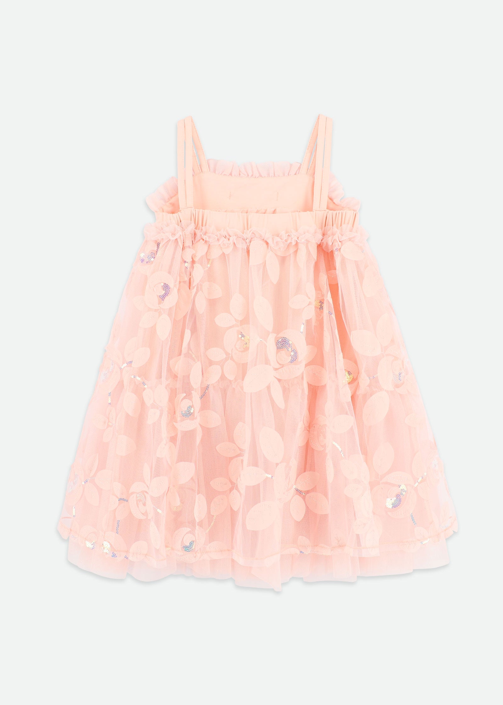 Lydia Embroidered 3D Bud Strappy Dress Peach