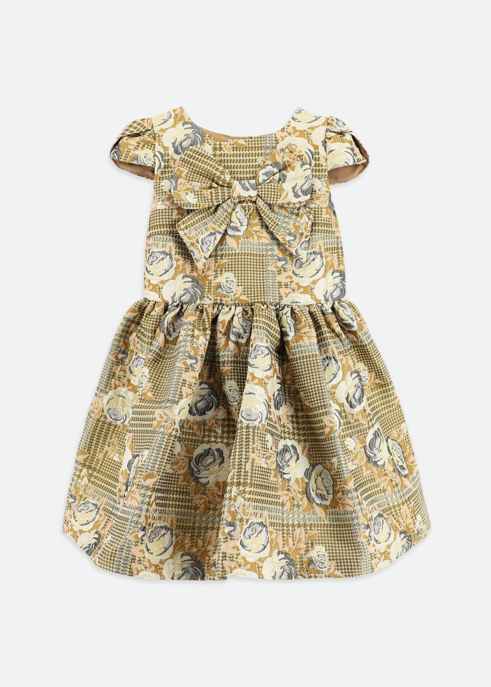 Madison Check Jacquard Dress Gold