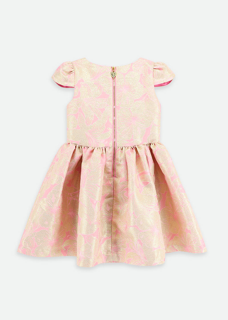 Madison Metallic Flower Dress Rose