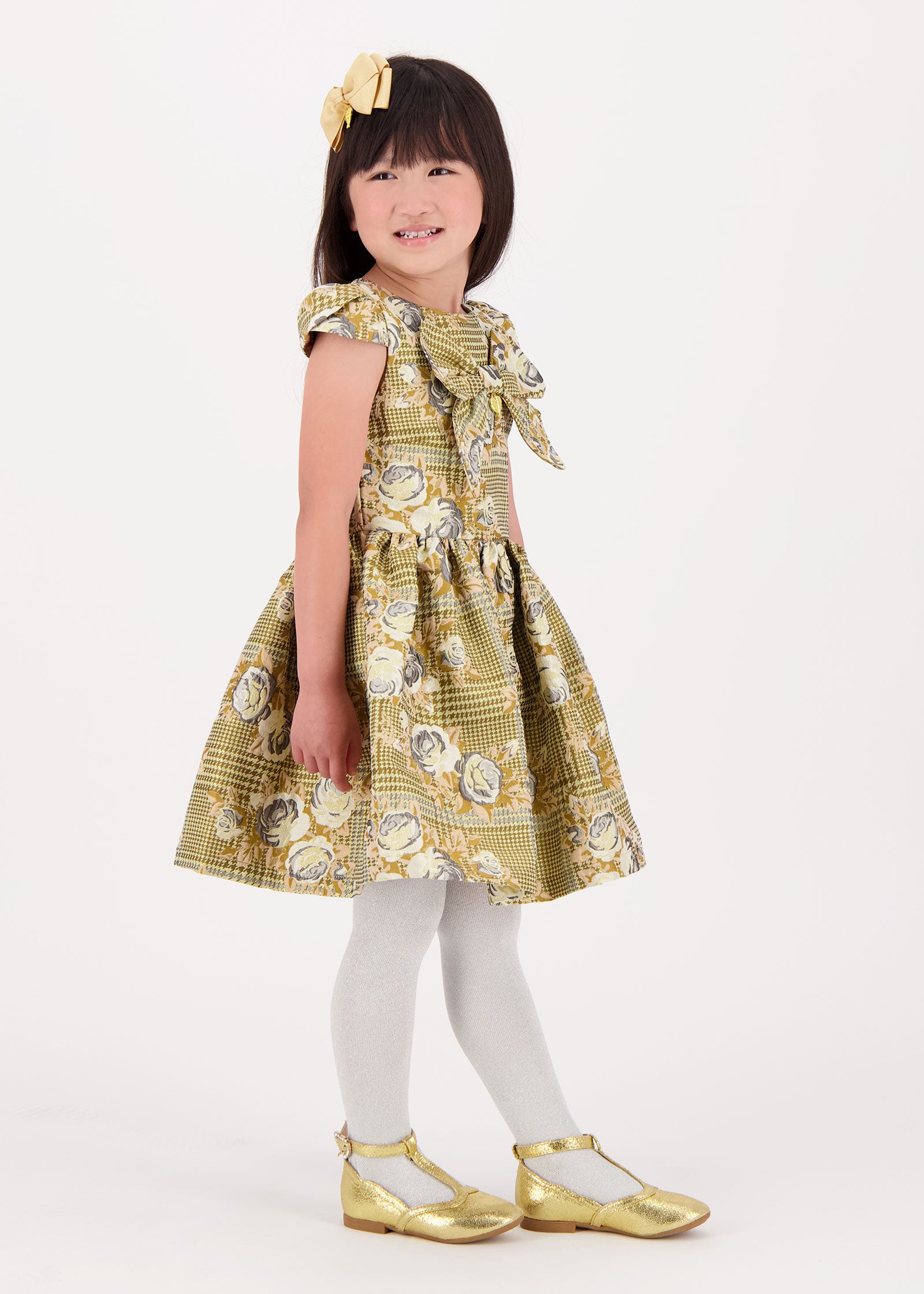 Madison Check Jacquard Dress Gold