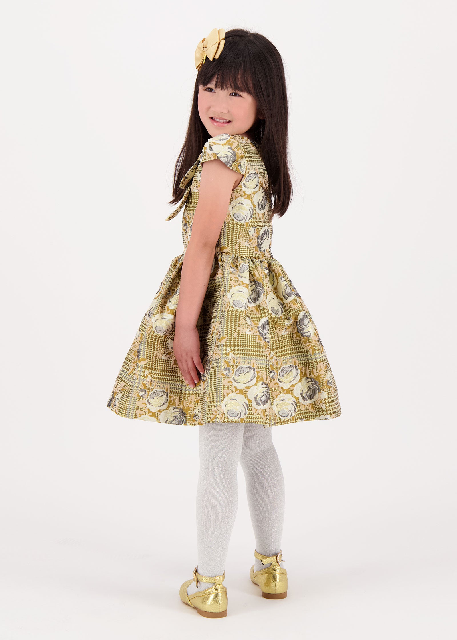 Madison Check Jacquard Dress Gold