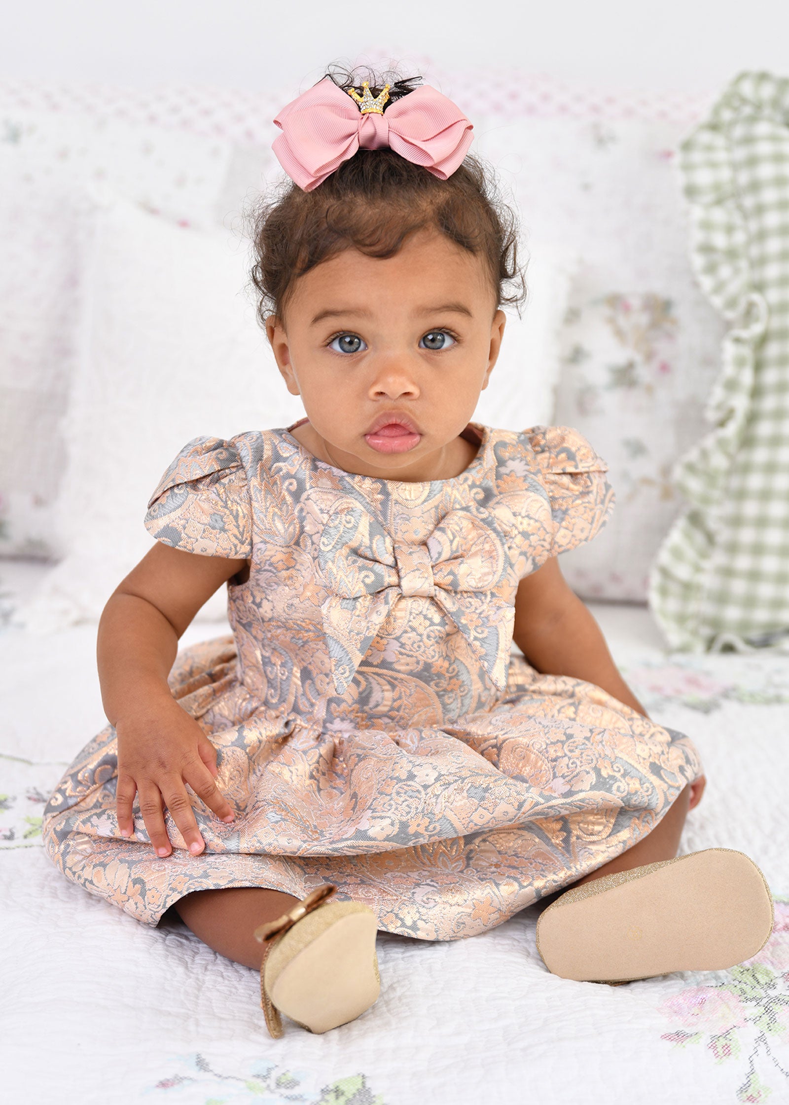 Madison Baby Paisley Dress Grey