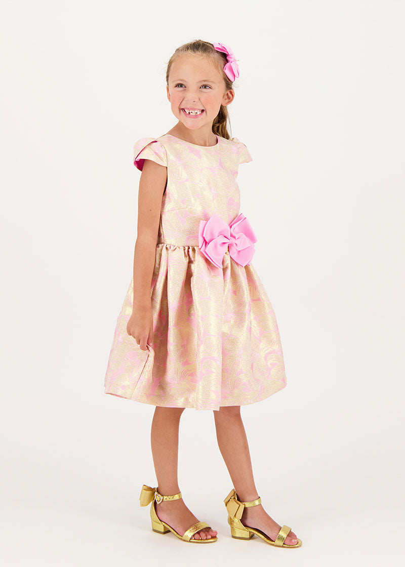 Madison Metallic Flower Dress Rose