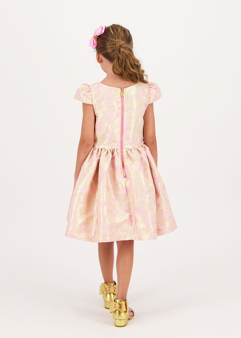 Madison Metallic Flower Dress Rose