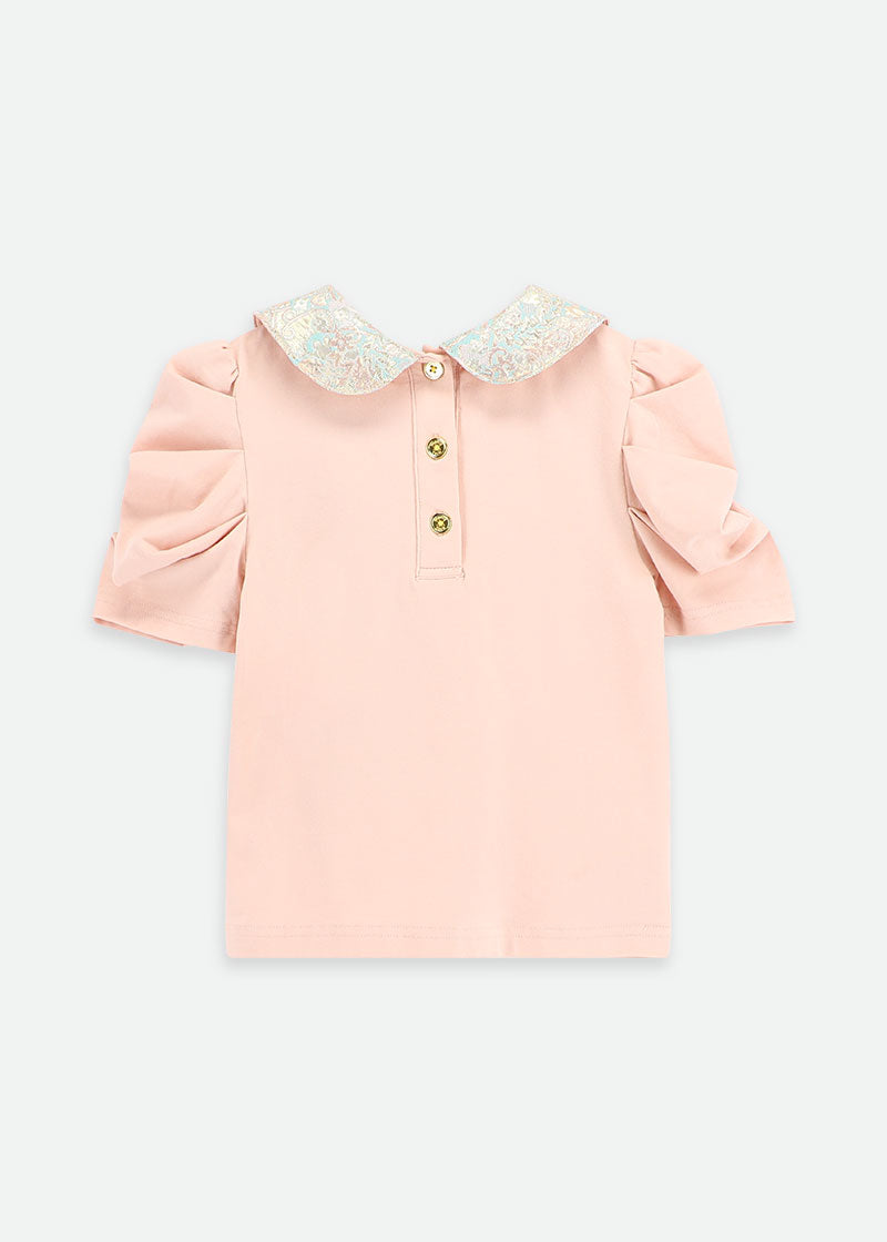 Marcy Paisley Collar Top Blush Pink