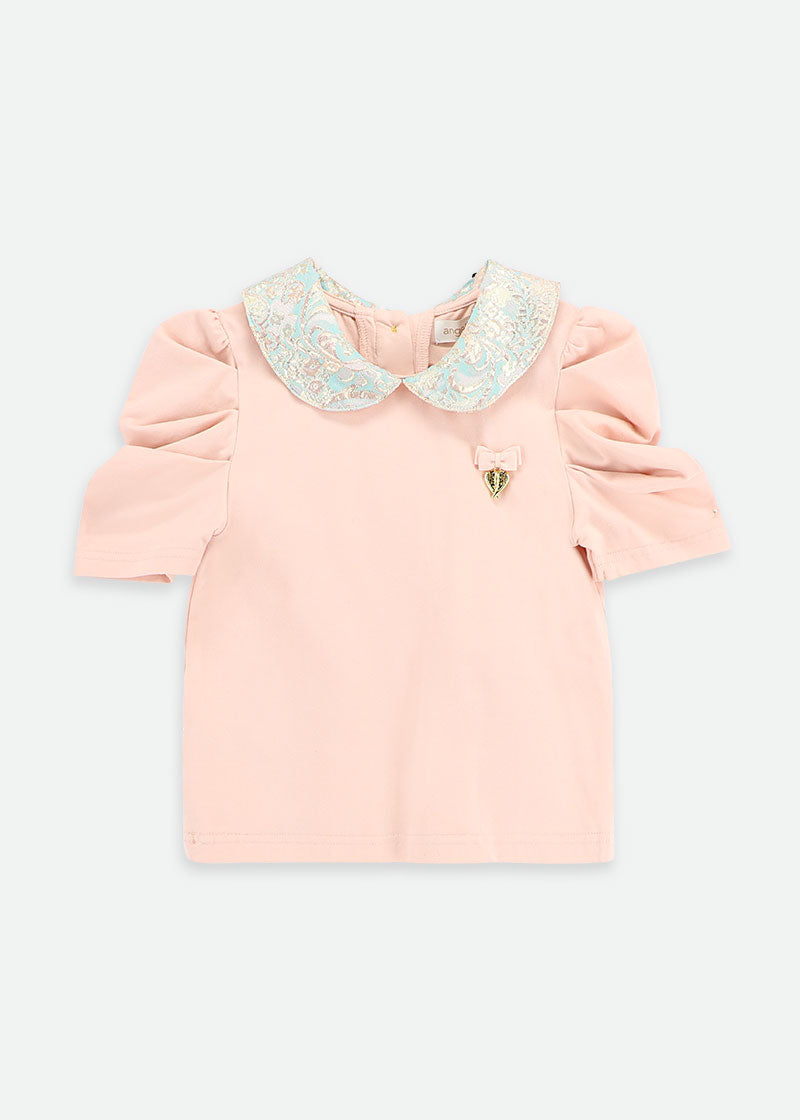 Marcy Paisley Collar Top Blush Pink