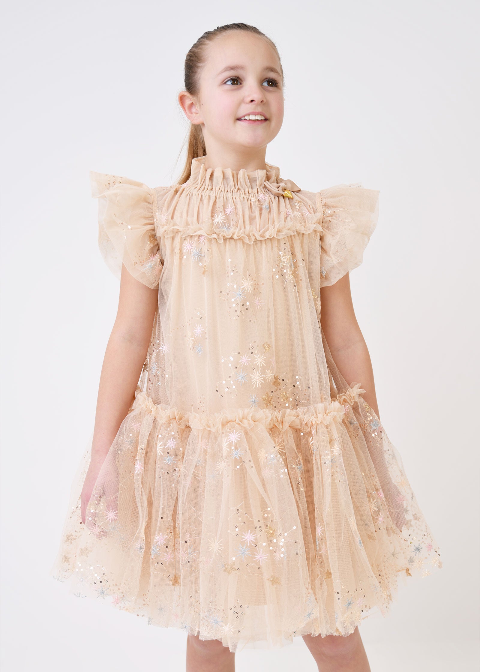 Marietta Glitter Star Dress Gold