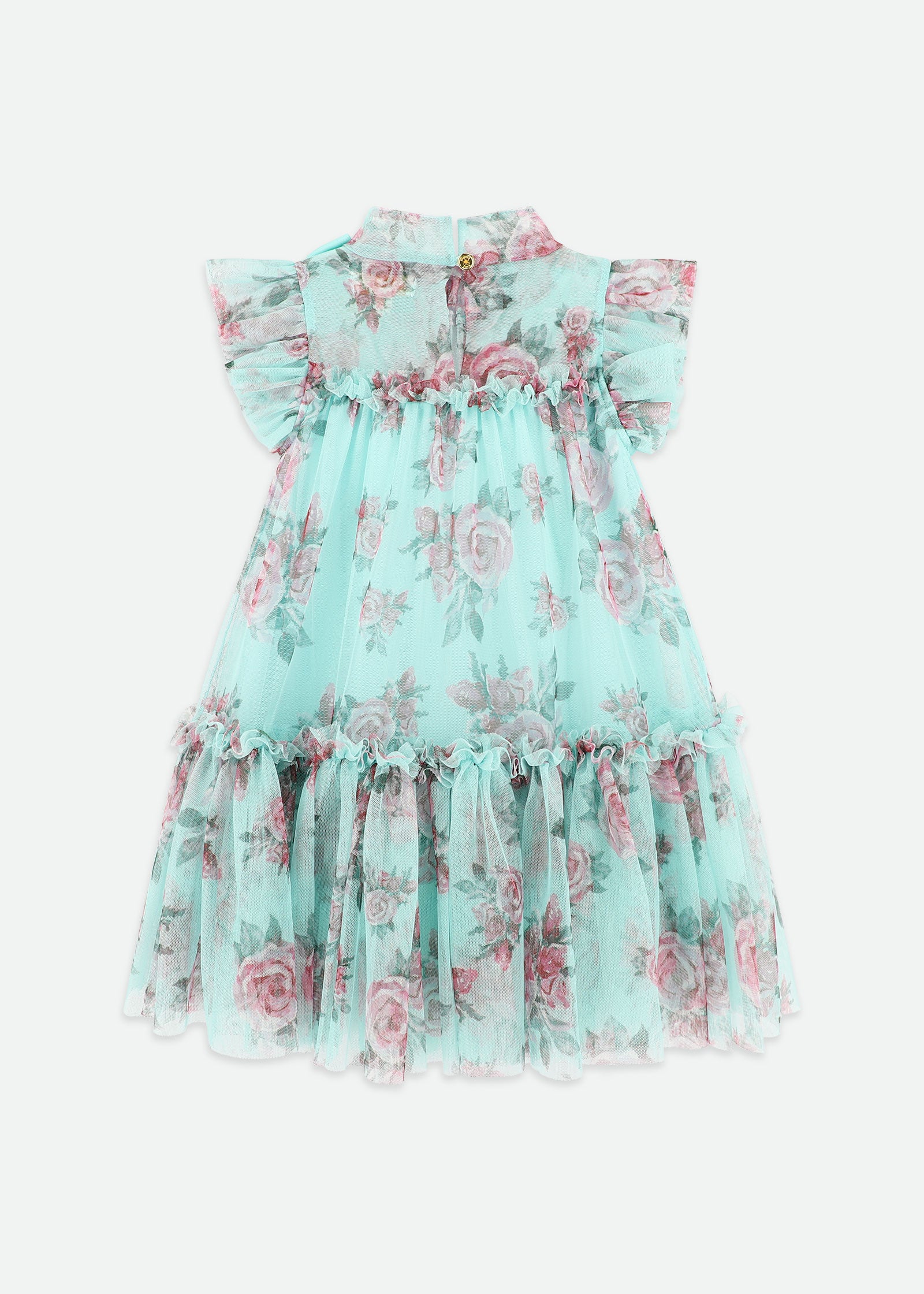 Marigold Roses Dress Aqua Marine