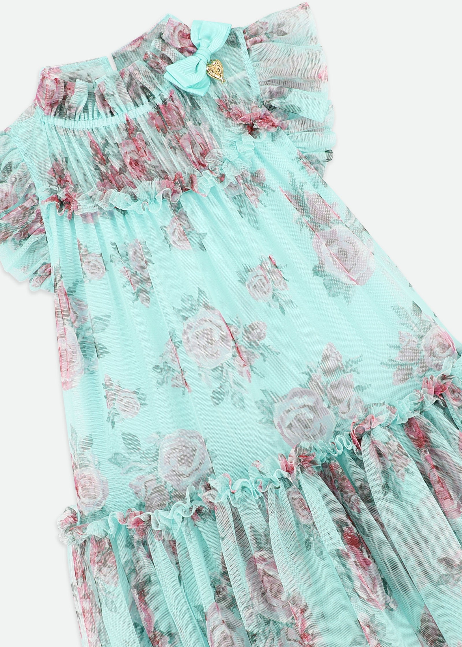 Marigold Roses Dress Aqua Marine