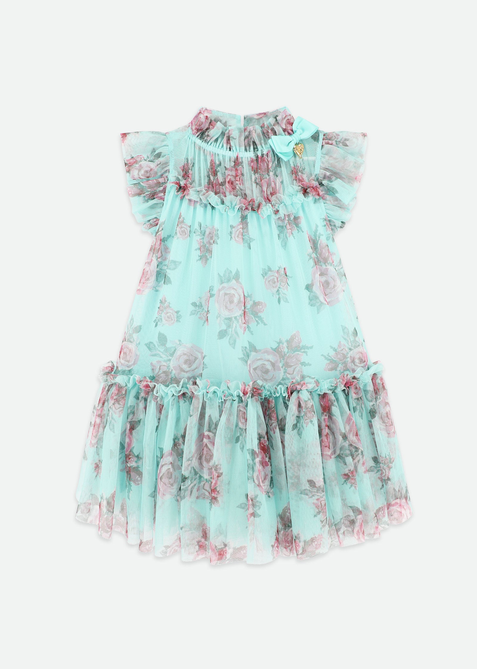 Marigold Roses Dress Aqua Marine