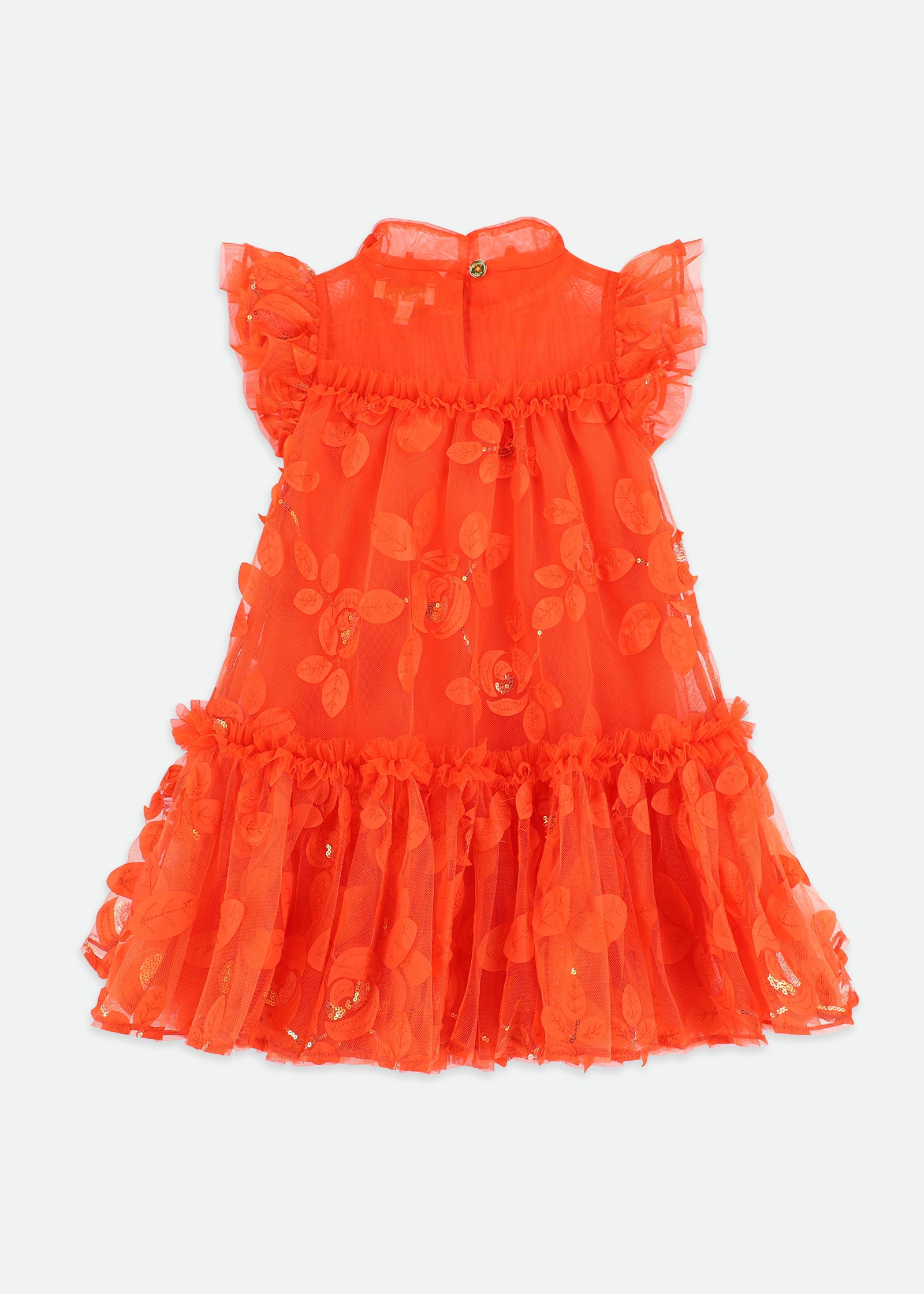 Marietta Embroidered Tulle Dress Tangerine