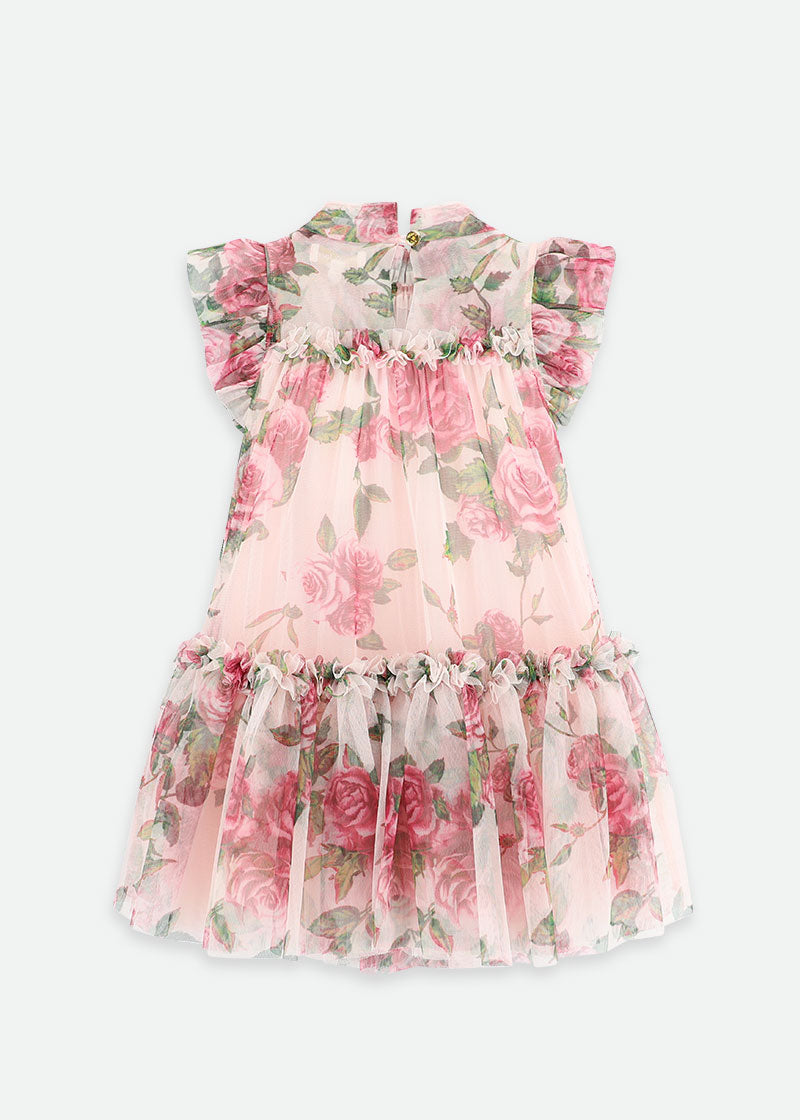 Marigold Roses Tulle Dress Pink