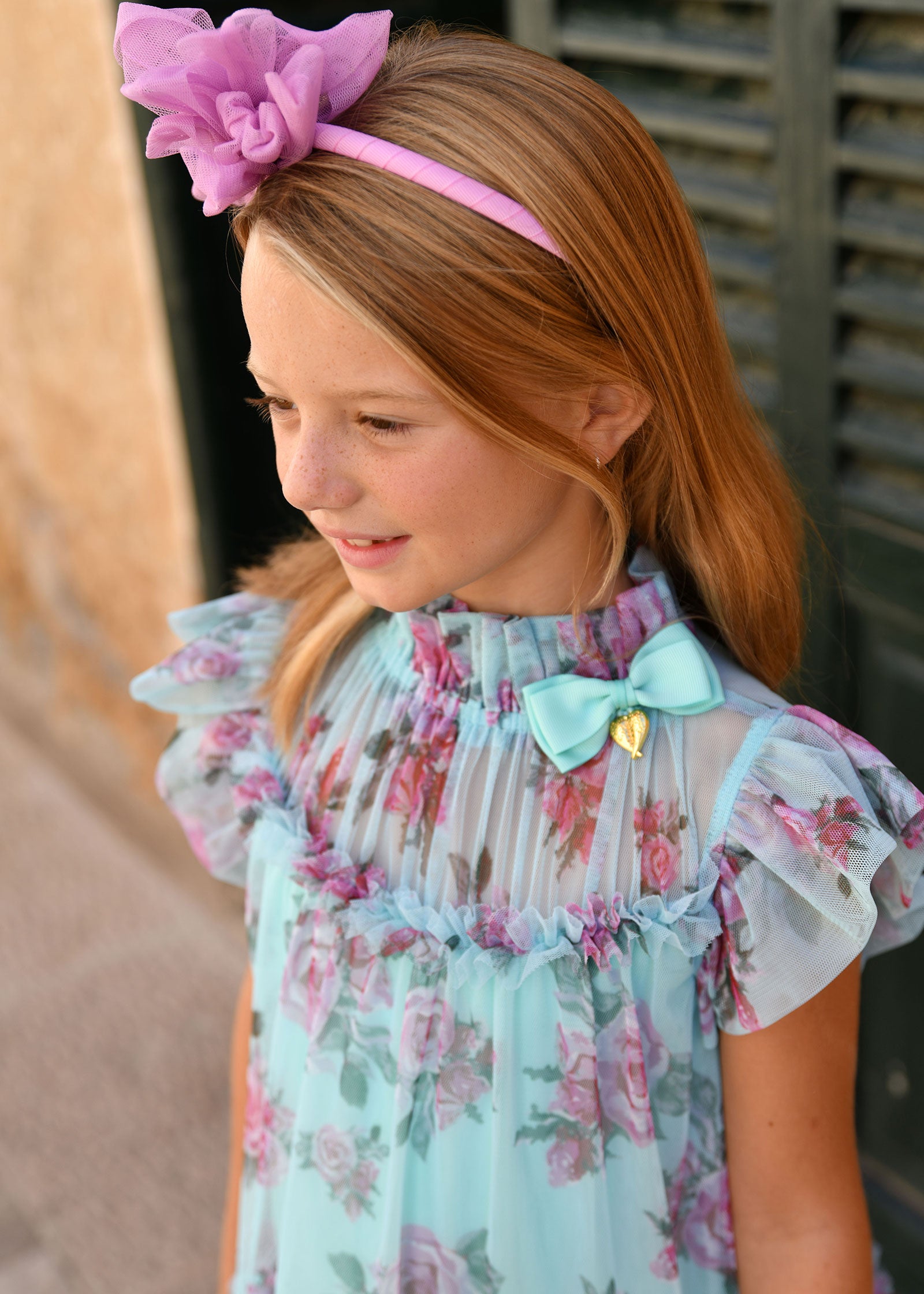 Marigold Roses Dress Aqua Marine