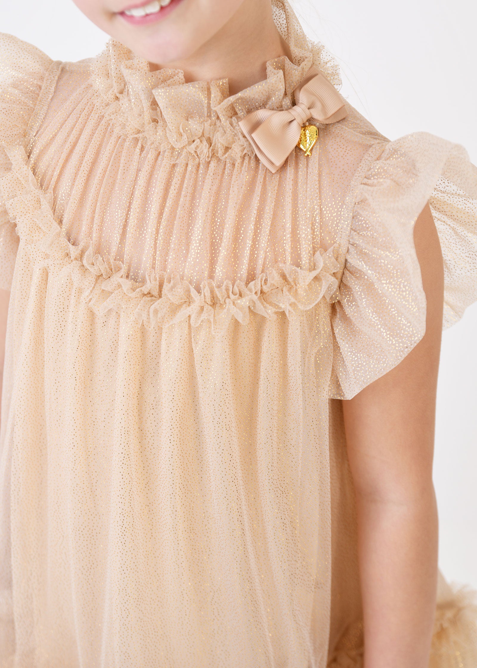 Marigold Ruffle Dress Gold Sparkle