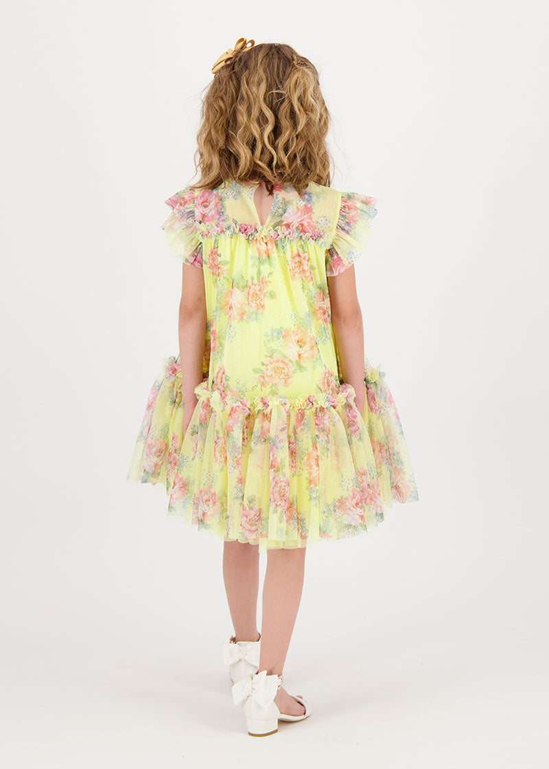 Marigold Flower Tulle Dress Sherbert Yellow