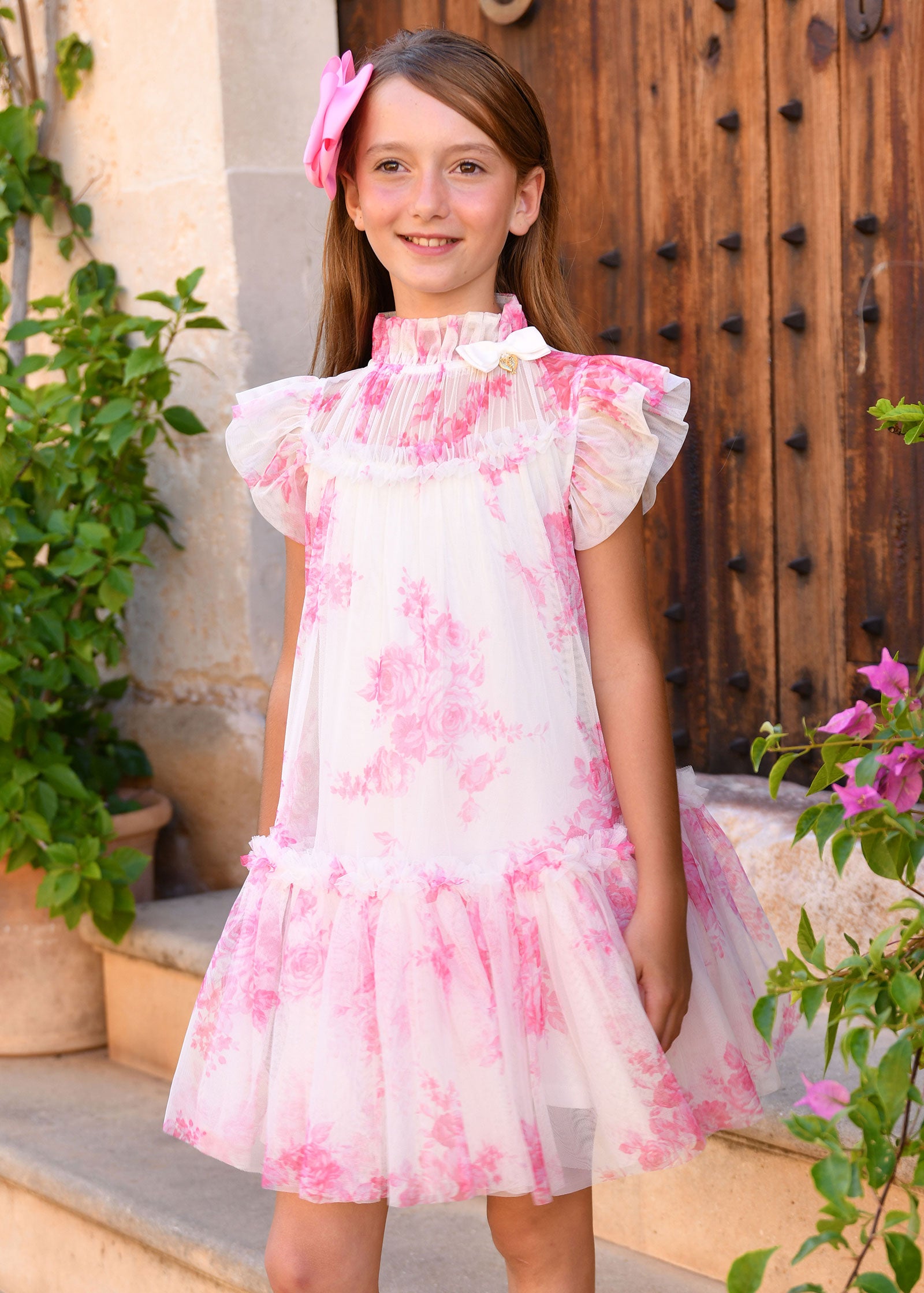 Marigold Roses Dress Snowdrop Pink