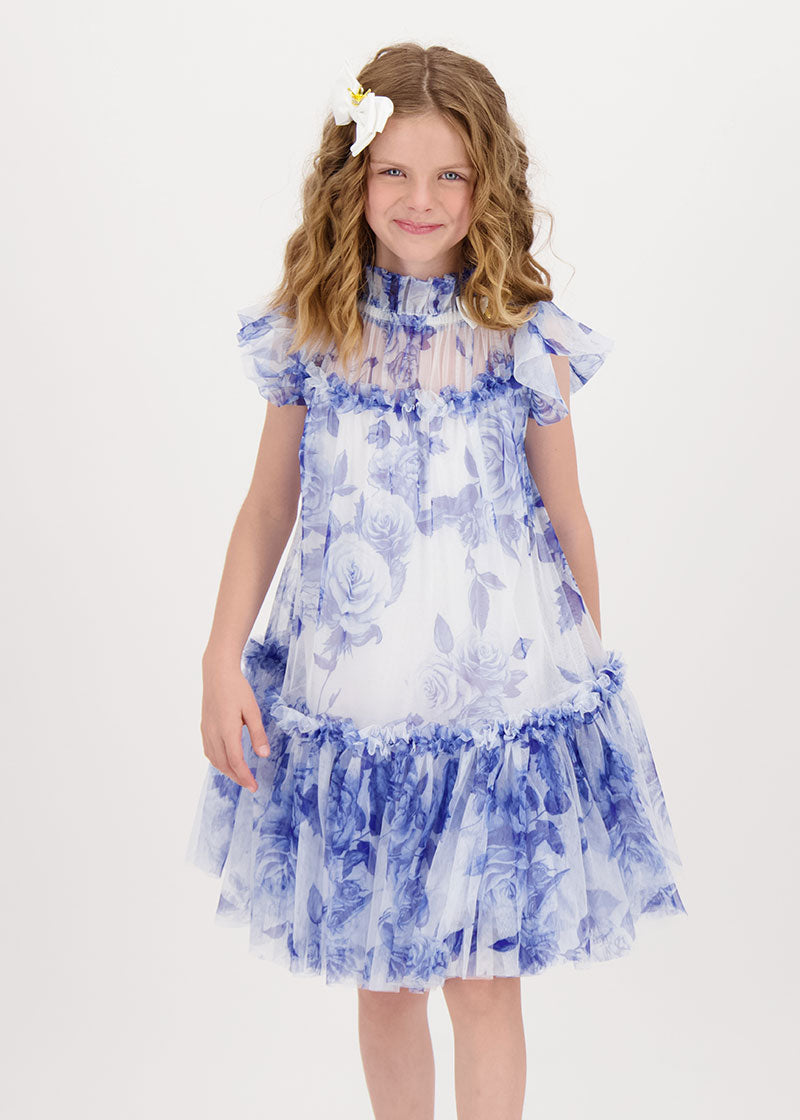 Marigold Blue Flower Dress Snowdrop