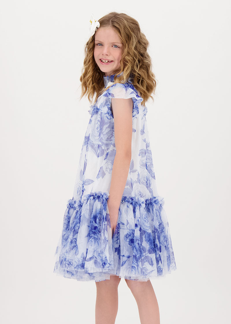 Marigold Blue Flower Dress Snowdrop