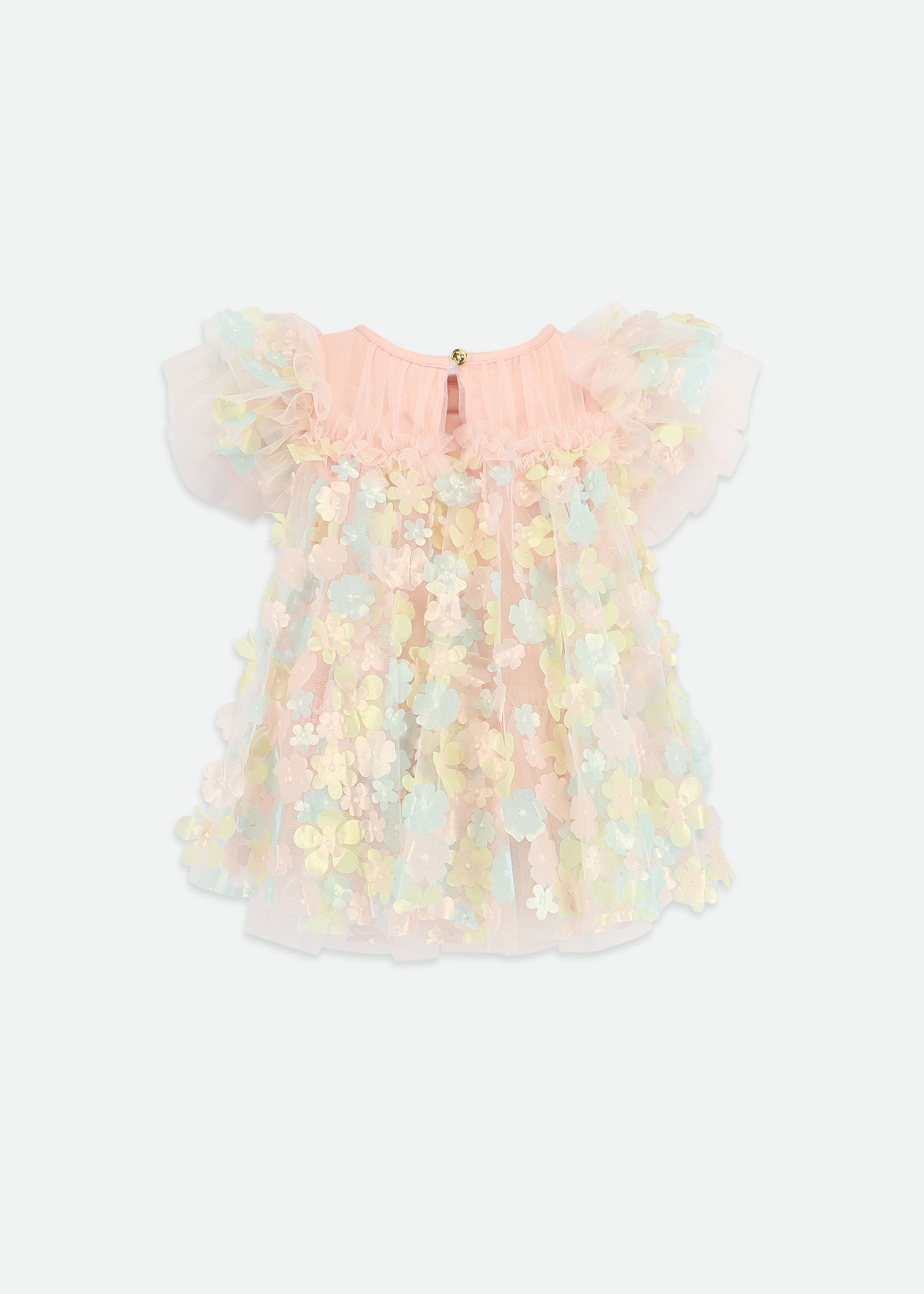 Marlowe 3D Multi Flower Tulle Baby Dress Blush Multi