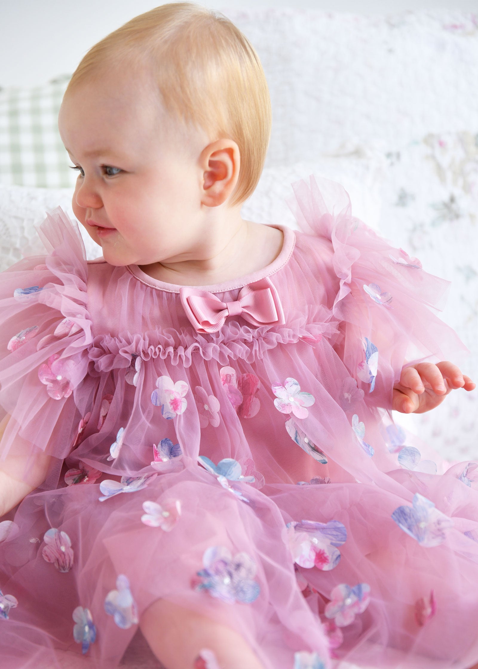 Marlowe Baby Petal Tulle Dress Lilac Rose