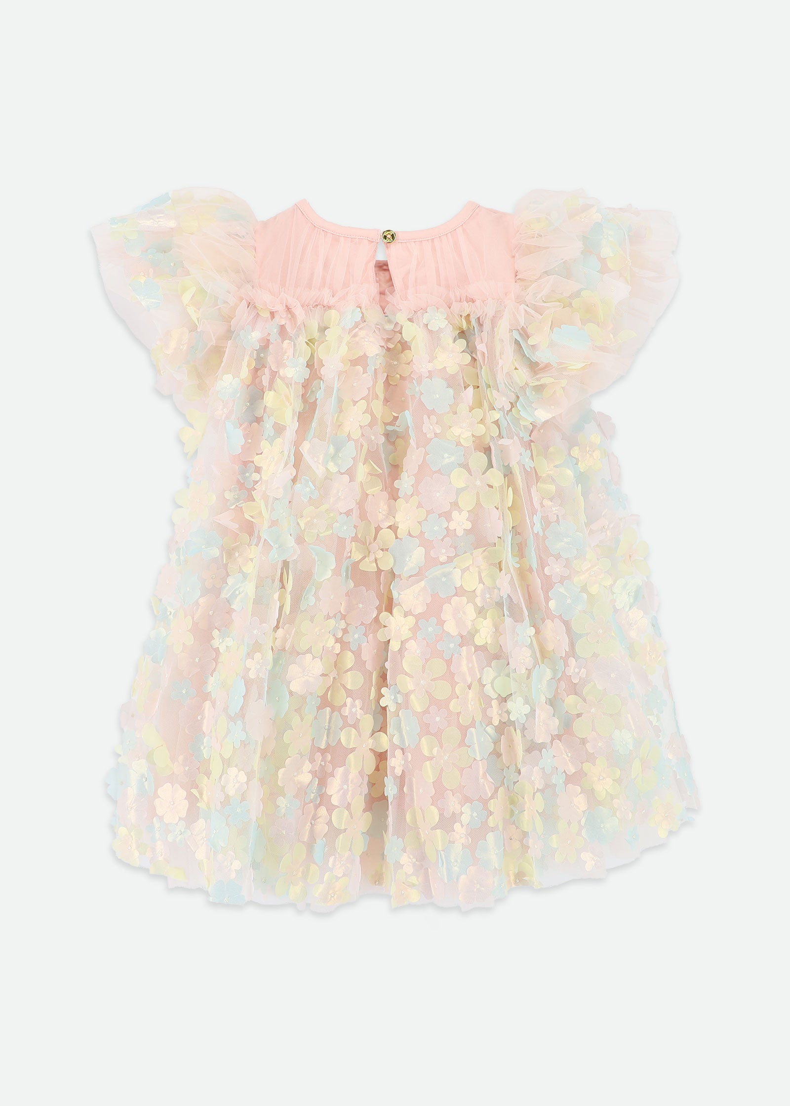 Marlowe 3D Multi Flower Tulle Dress Blush Multi