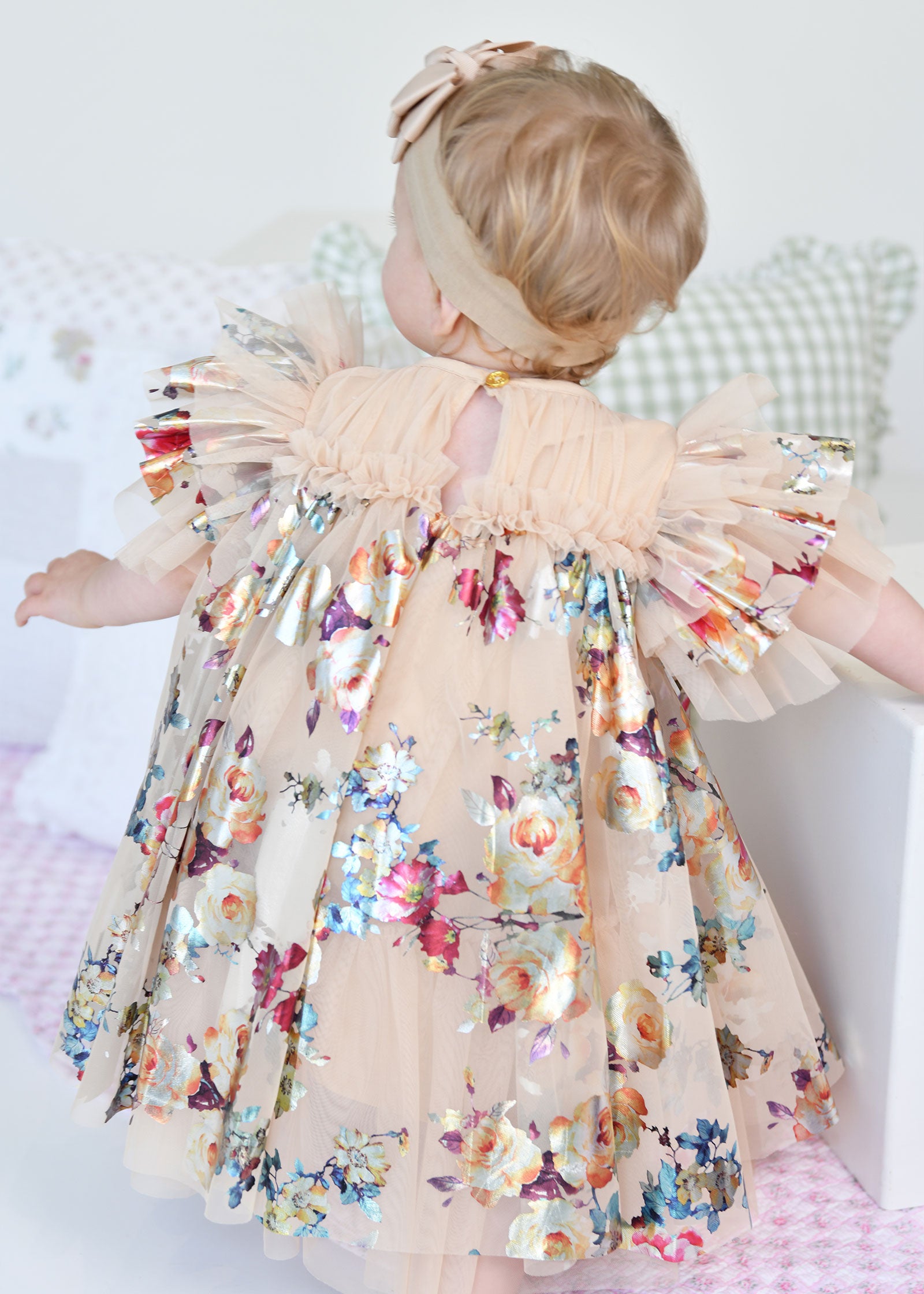 Marlowe Foil Floral Baby Dress Gold