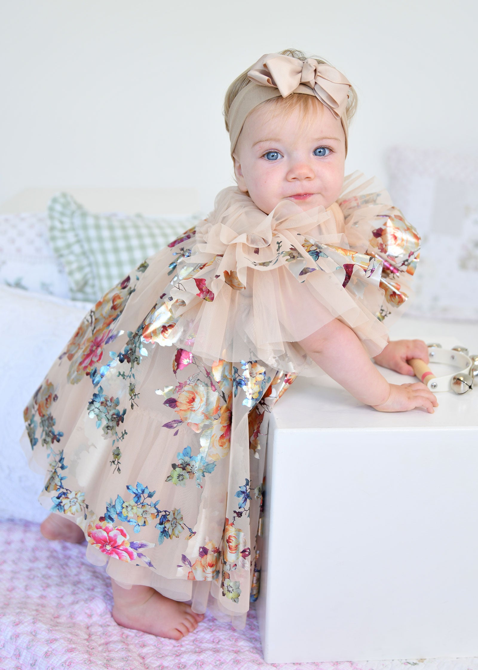 Marlowe Foil Floral Baby Dress Gold