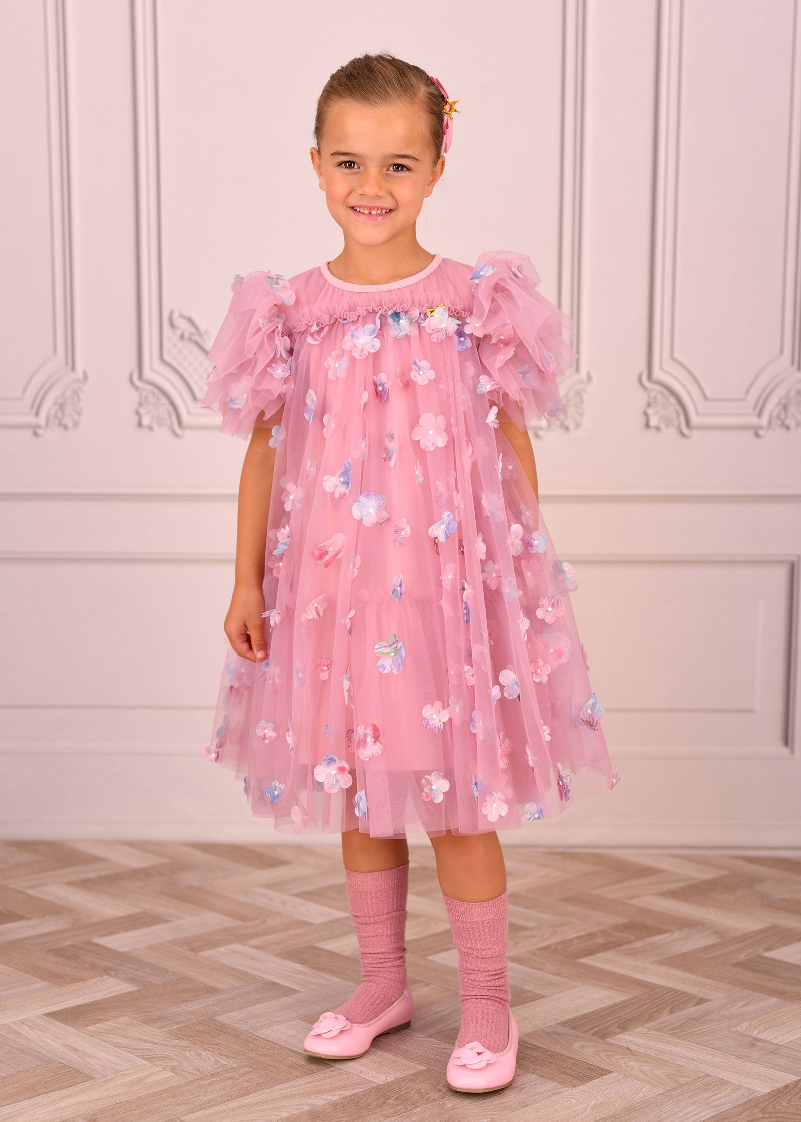 Marlowe Petal Tulle Dress Lilac Rose