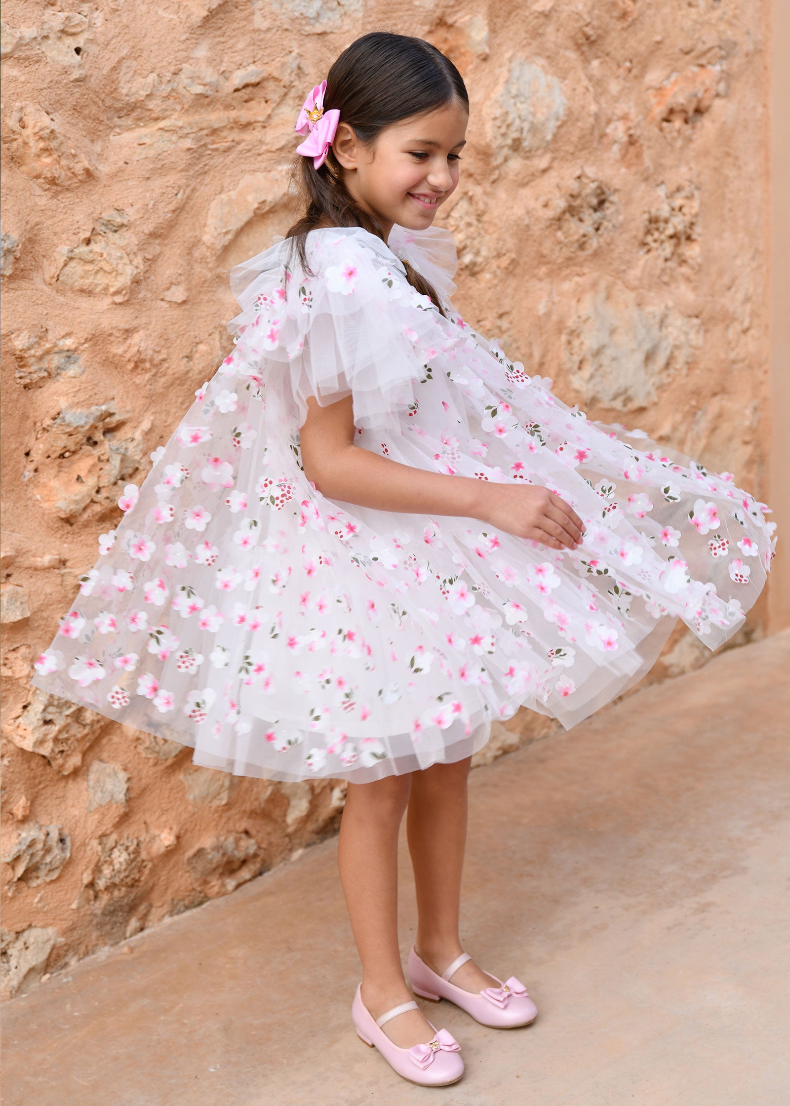 Marlowe Petal Tulle Dress Snowdrop