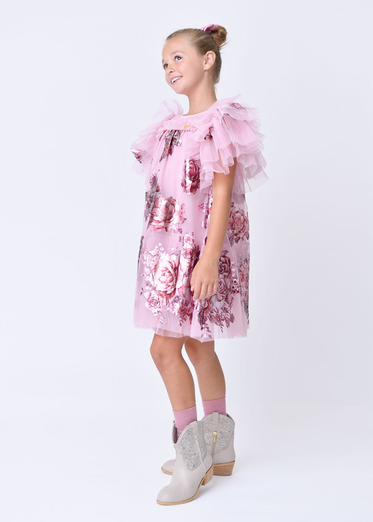 Marlowe Foil Border Print Dress Vintage Rose