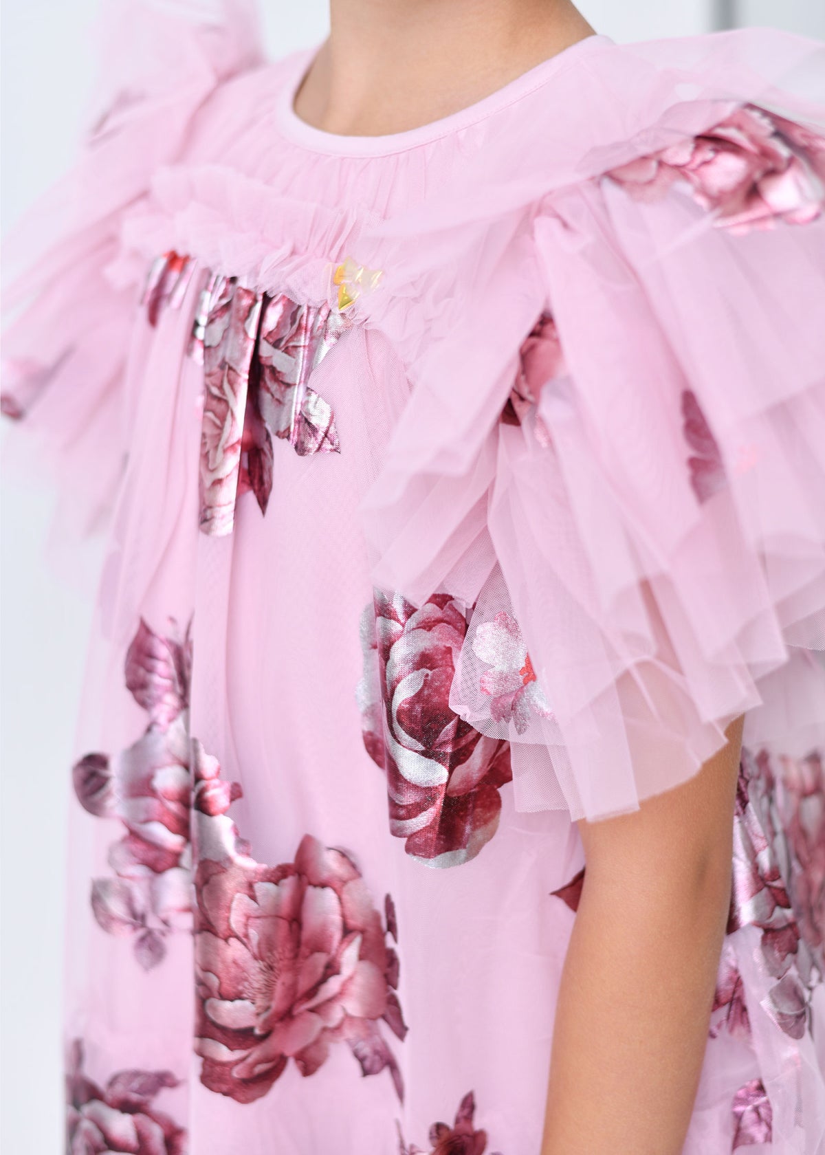 Marlowe Foil Border Print Dress Vintage Rose