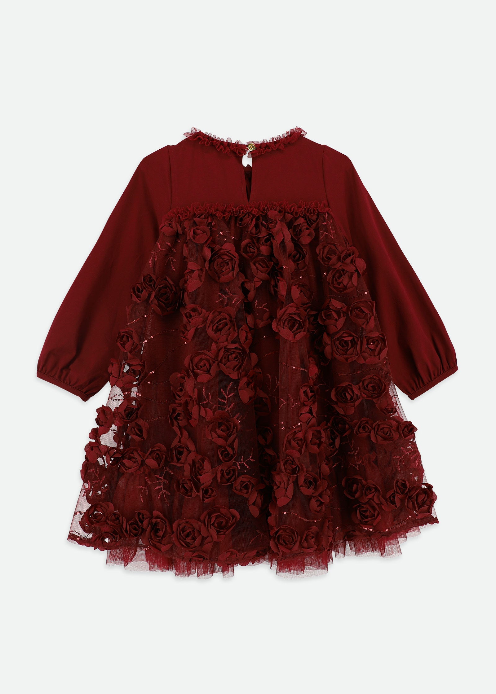 Margot Sequin Trim And 3D Flower L/S Dress Port